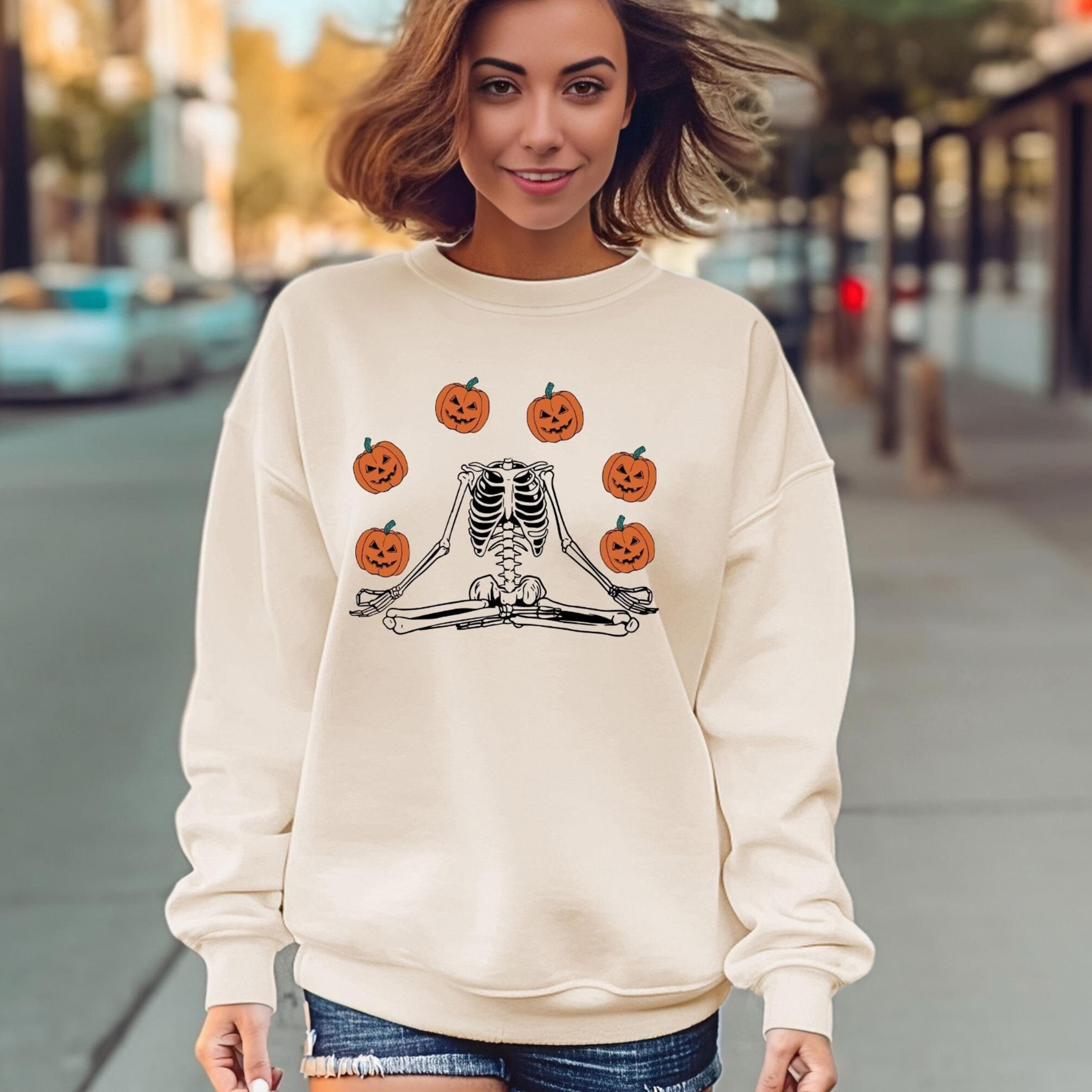 skeleton halloween yoga shirt for women, halloween shirt, funny halloween shirt, skeleton namaste halloween shirt,hallow