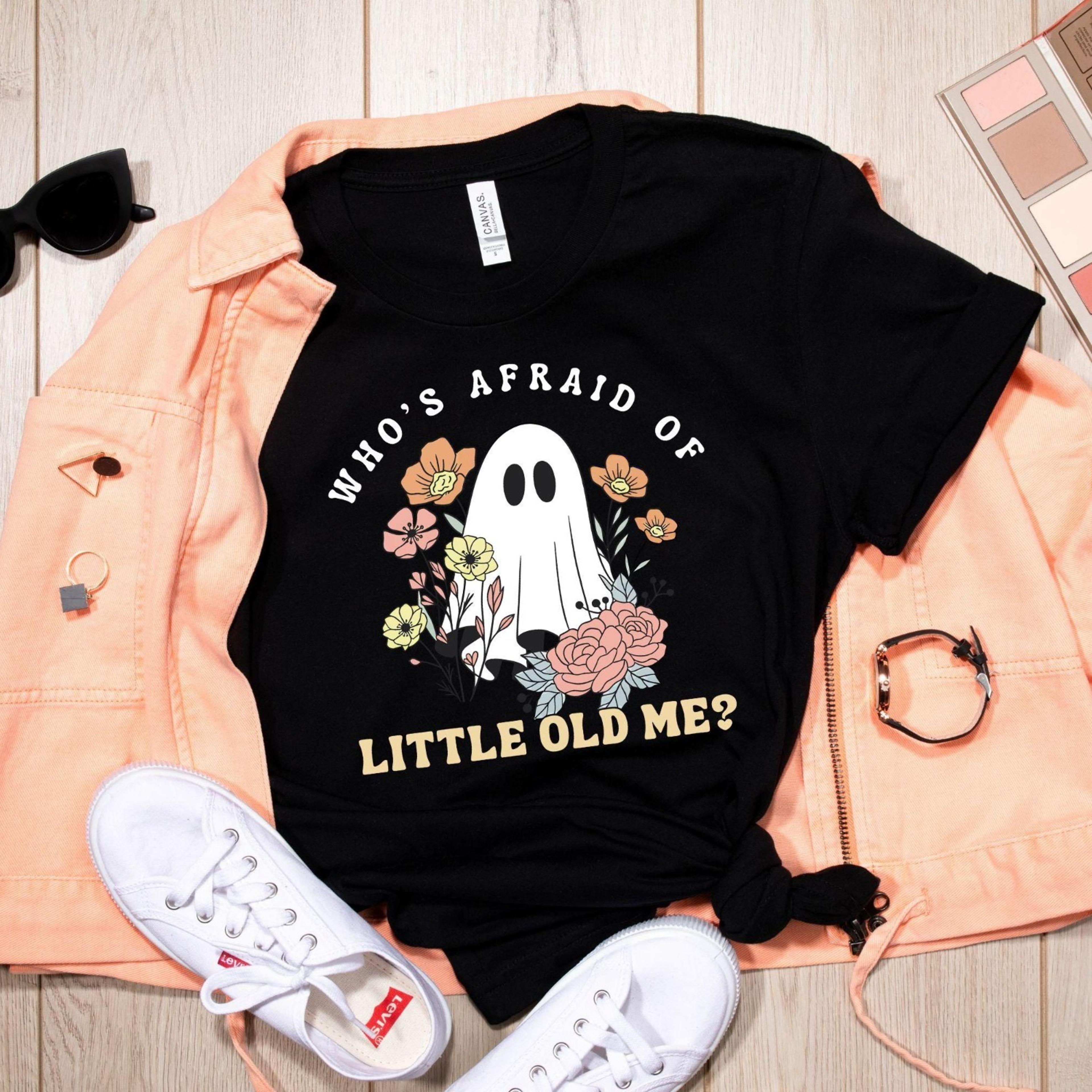 who's afraid of little old me halloween tee, halloween ghost shirt, halloween eras sweatshirt, fall t-shirt