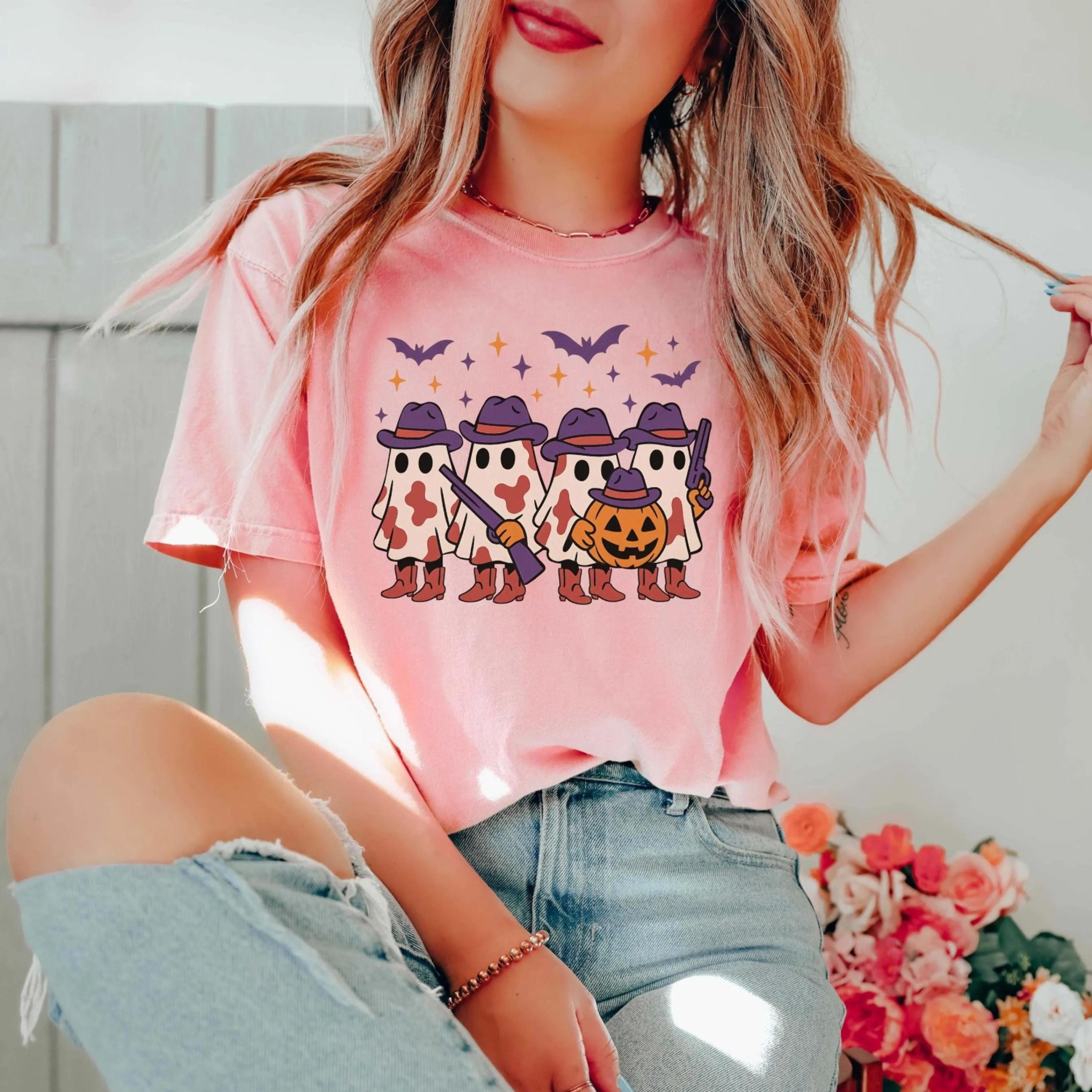 western ghost shirt, halloween shirt, spooky fall shirt, cute ghost shirt, country girl gift, halloween party shirt, cow