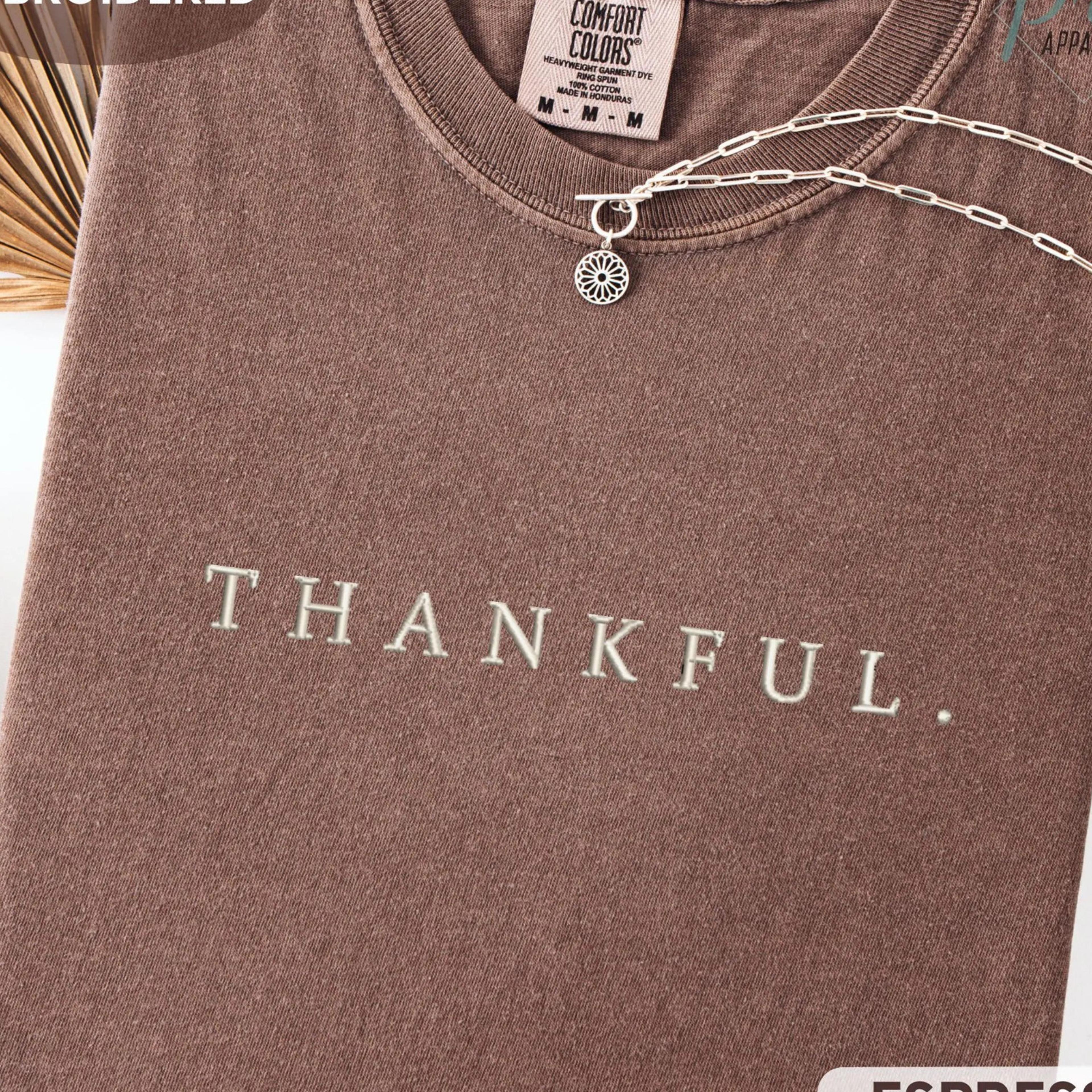 embroidery thankful comfort colors shirt fall thanksgiving tee