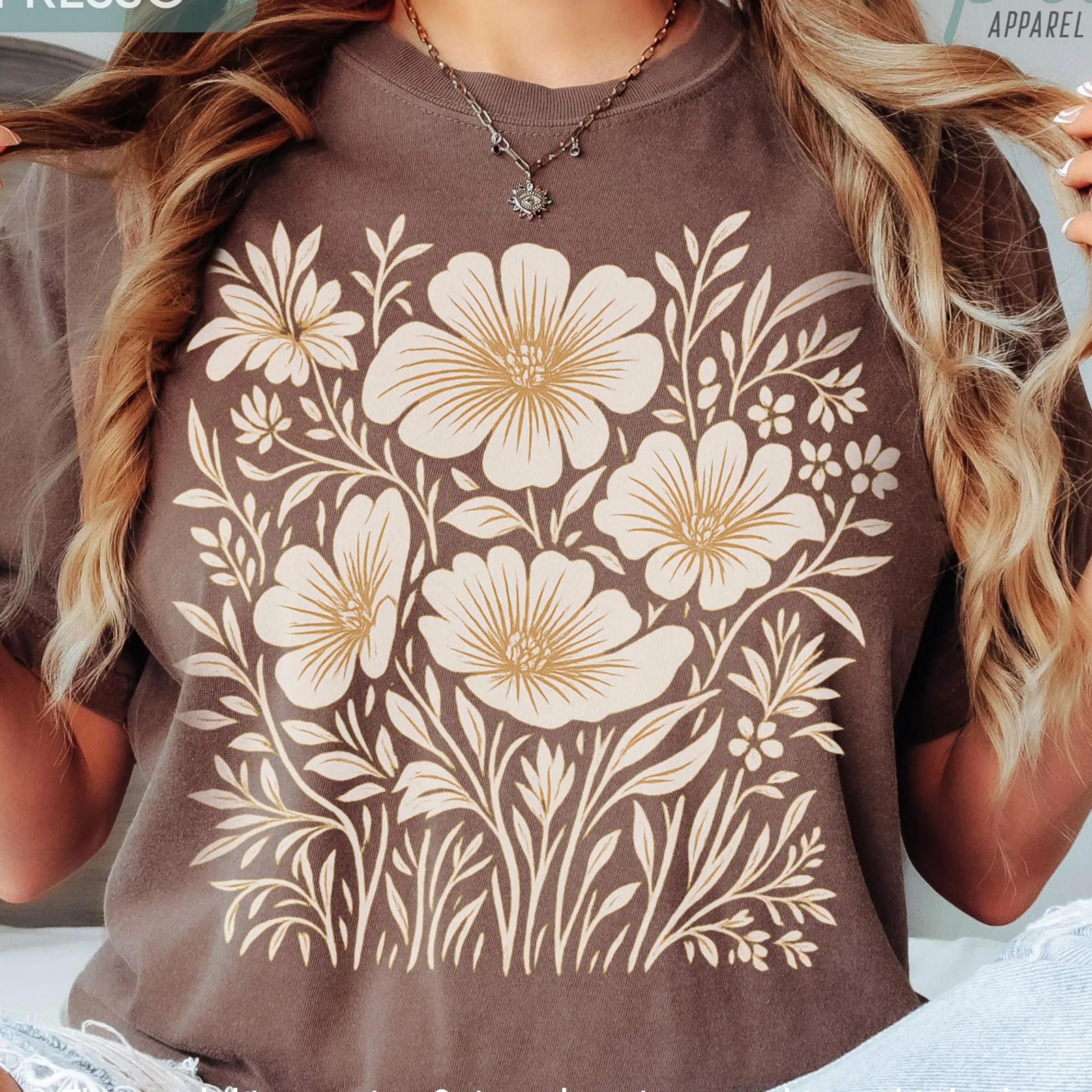 wildflower shirt vintage botanical tee nature inspired top