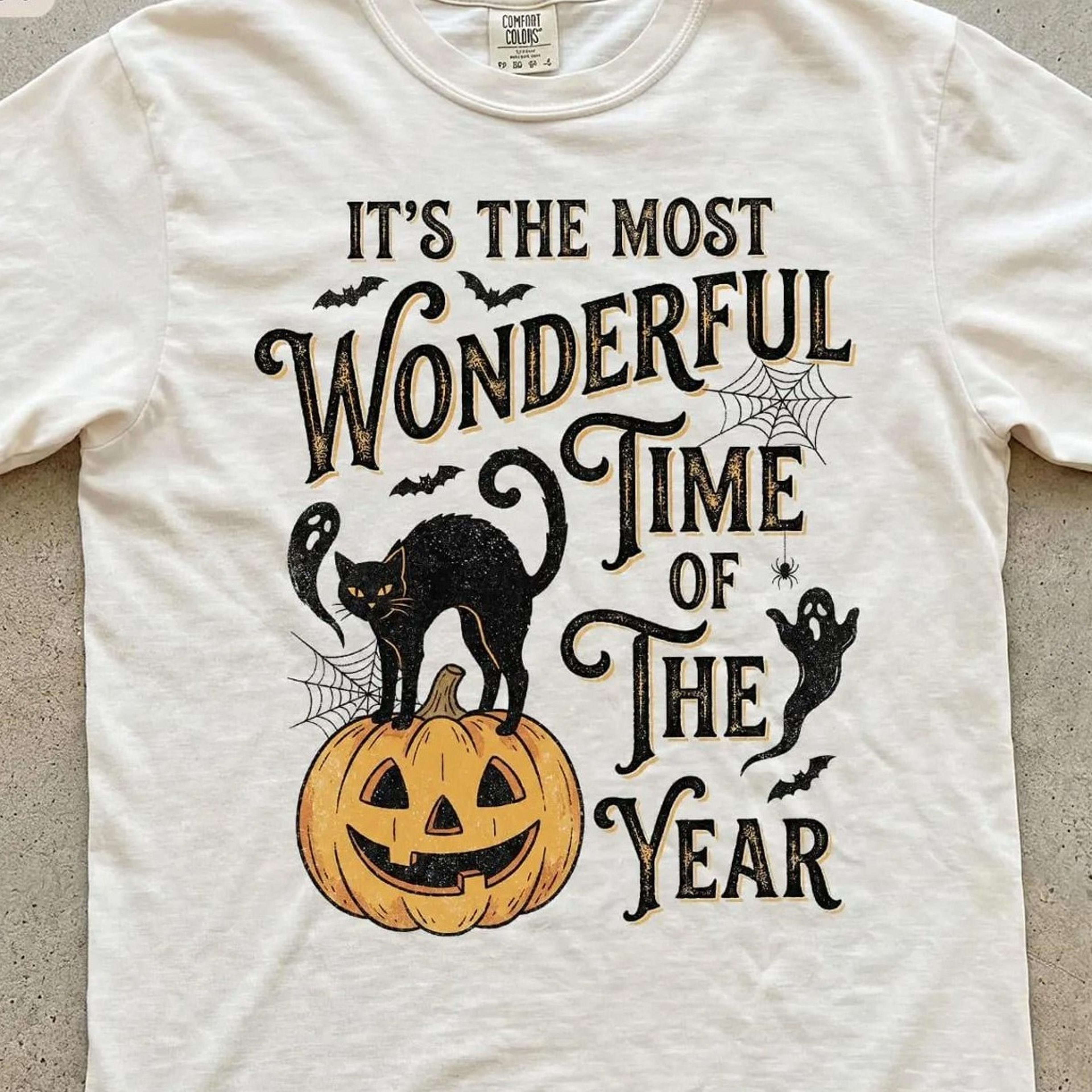 most wonderful time of year shirt, halloween black cat shirt, vintage spooky season t-shirt