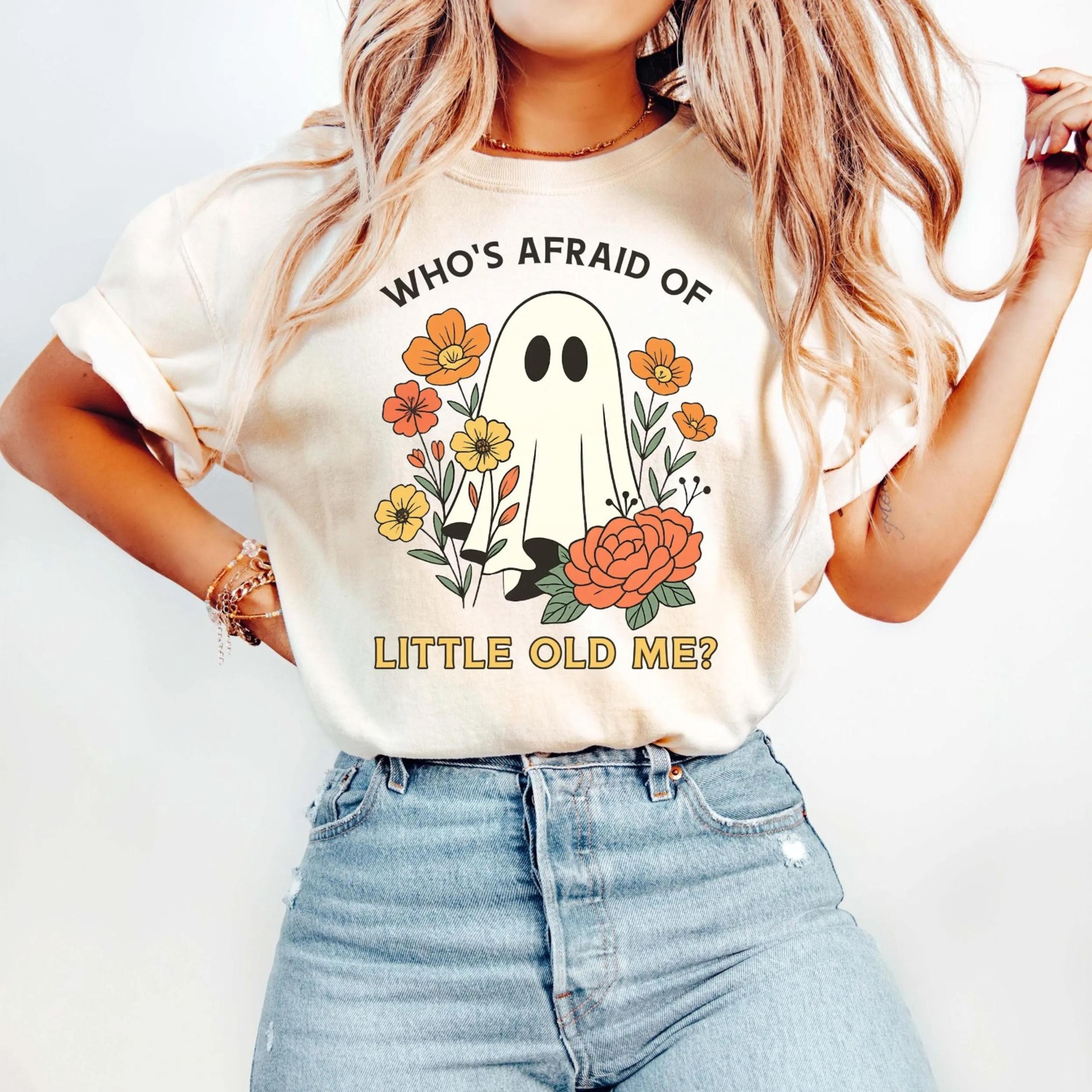 halloween whos afraid of little old me ghost shirt halloween sweatshirt, spooky ghost shirt, halloween shirt, floral sp