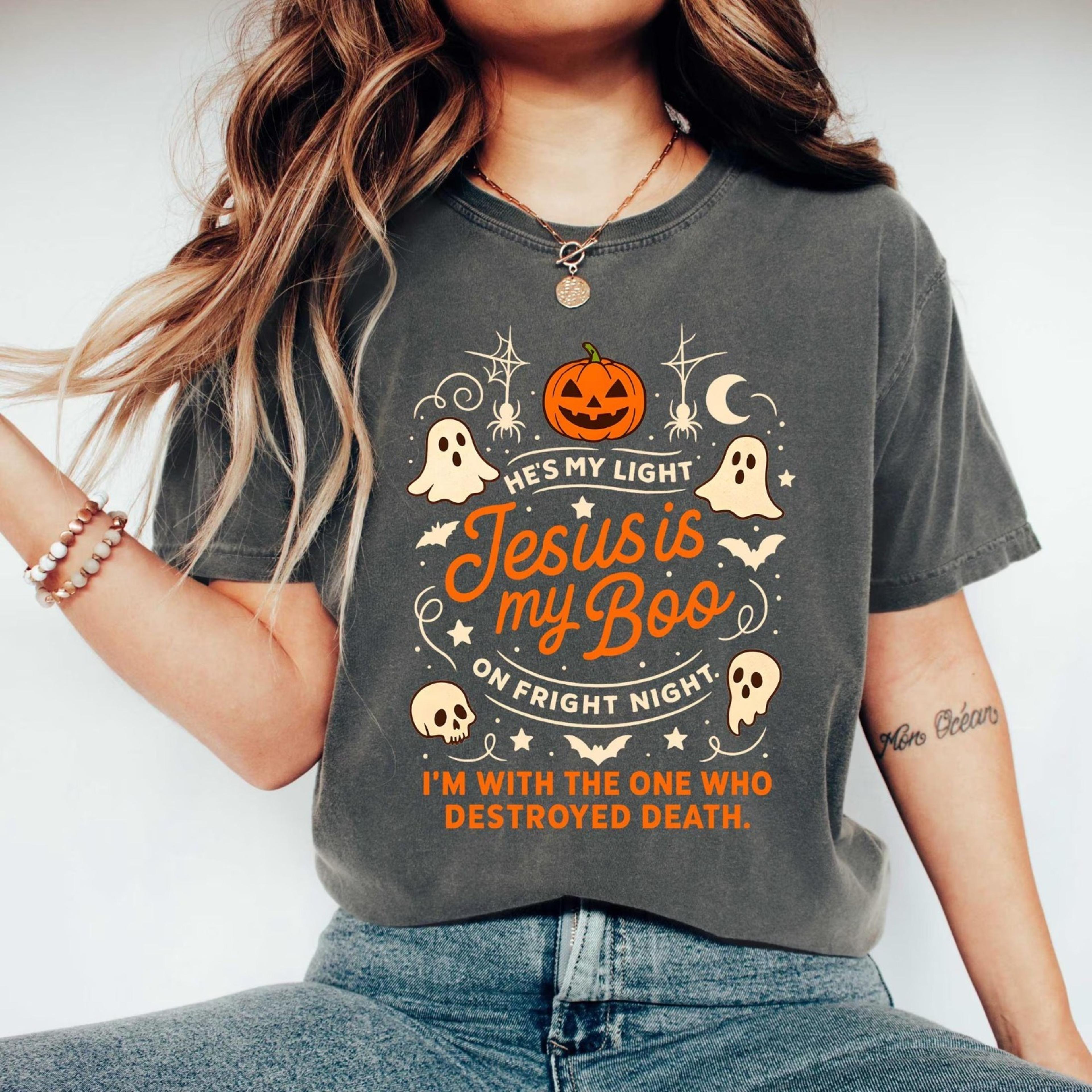 jesus is my boo shirt christian halloween shirt, he is my light shirt, halloween faith shirt, christian faith based shi