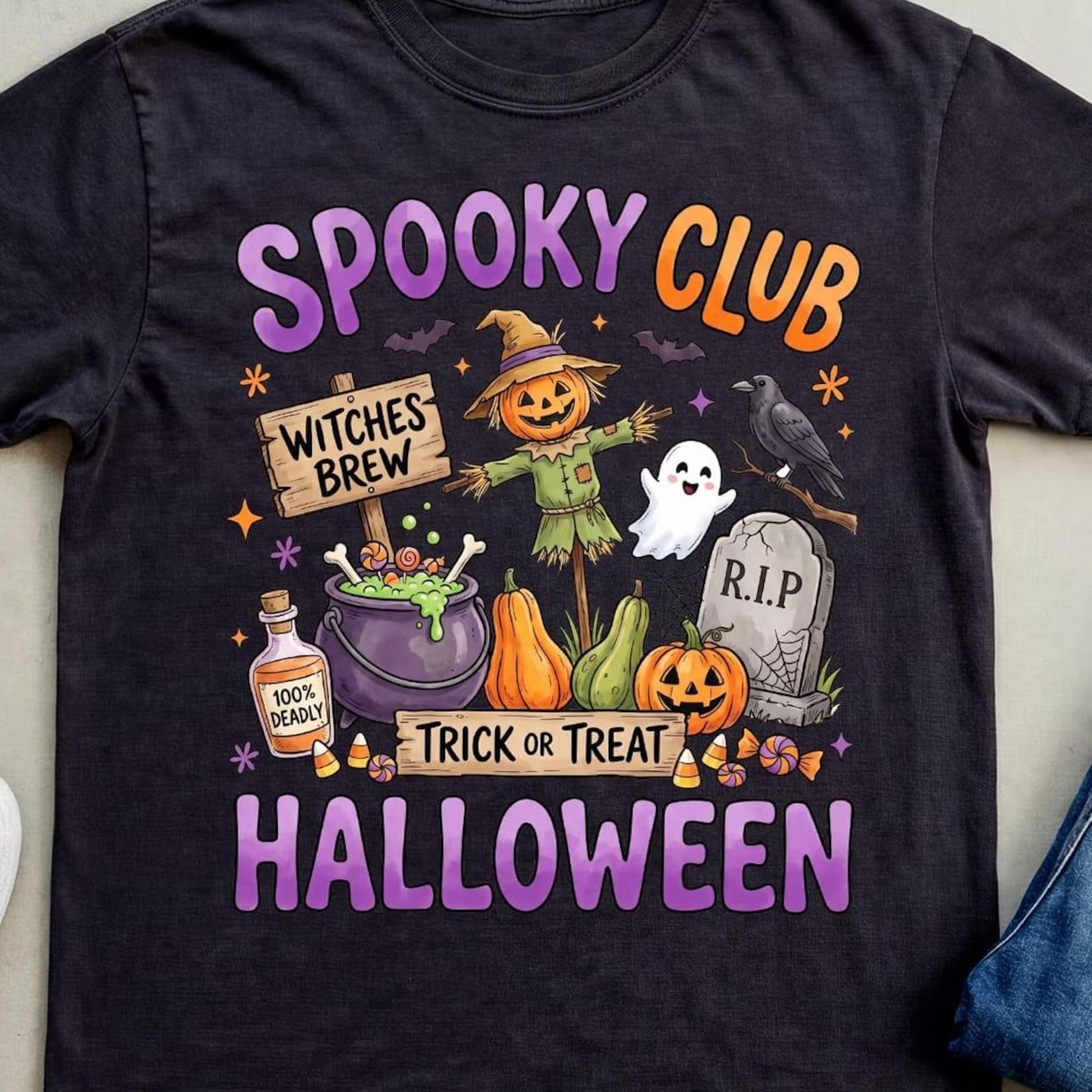 spooky club halloween shirt, cute witches brew t-shirt, fall ghost tee, trick or treat pumpkin shirt, whi