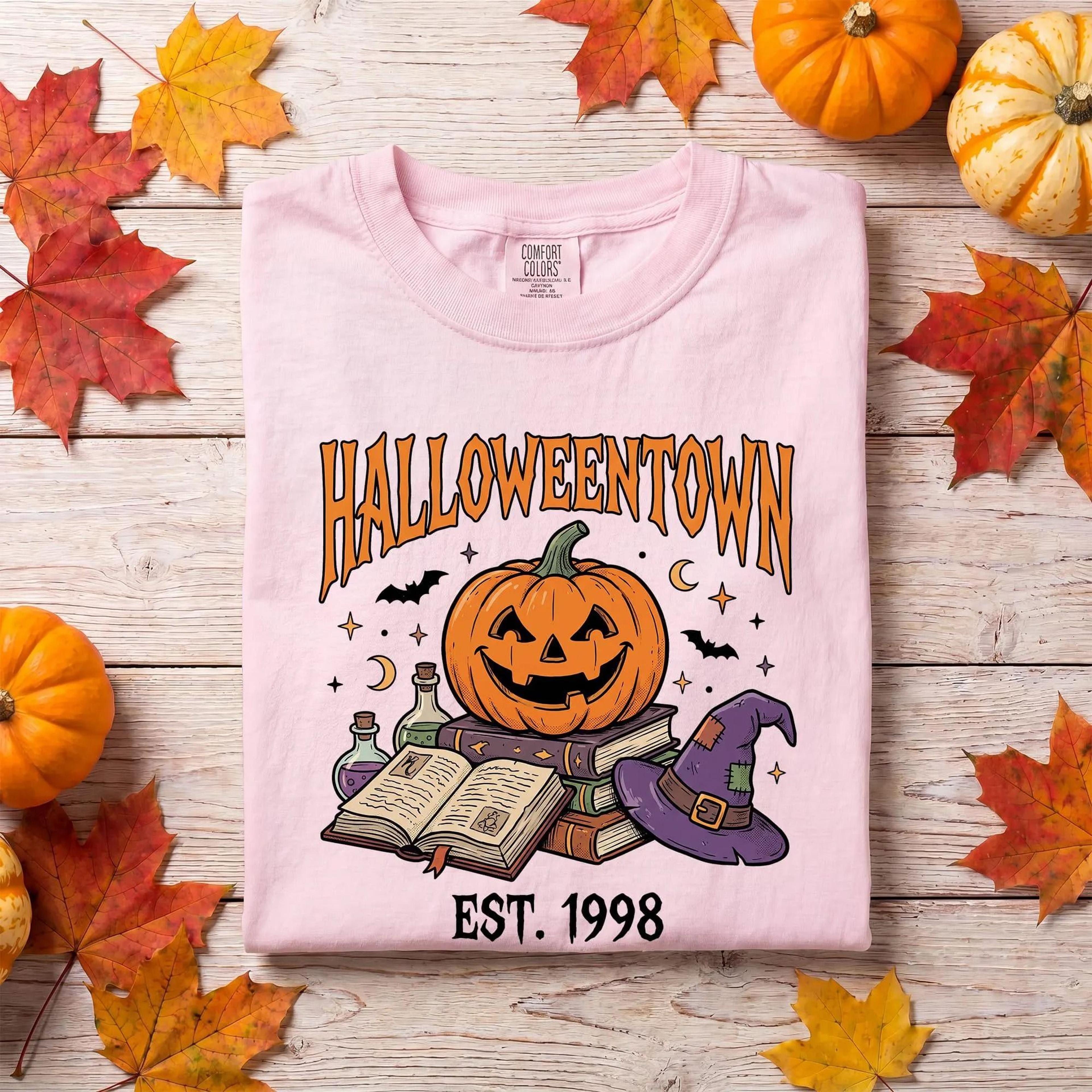 retro halloweentown shirt, vintage 1998 spooky tee, 90s nostalgia halloween gift, cozy fall comfort colors, cute hand dr