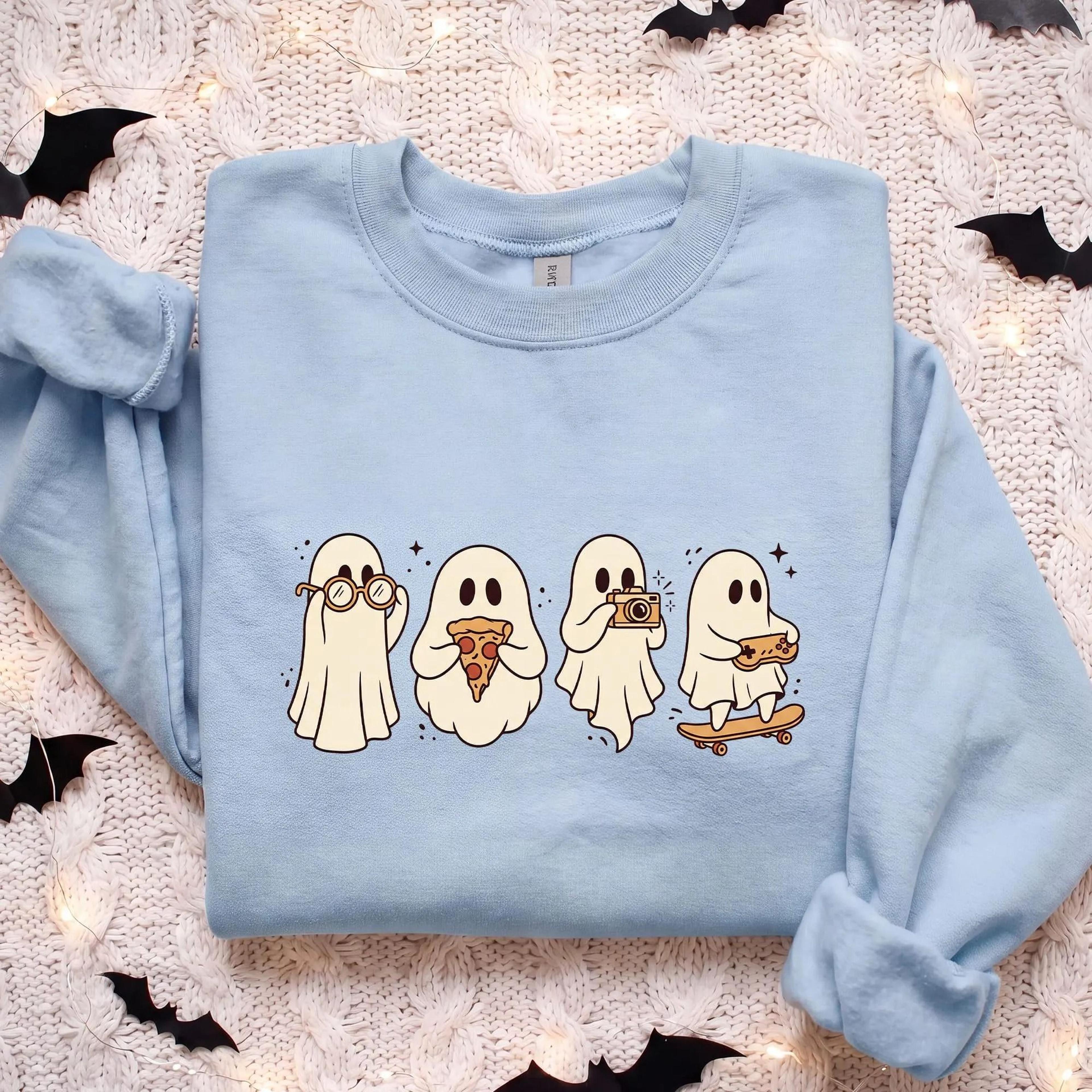 cute ghost shirt, funny halloween tee, retro gamer ghost, introvert fall shirt, cozy autumn tee, spooky s