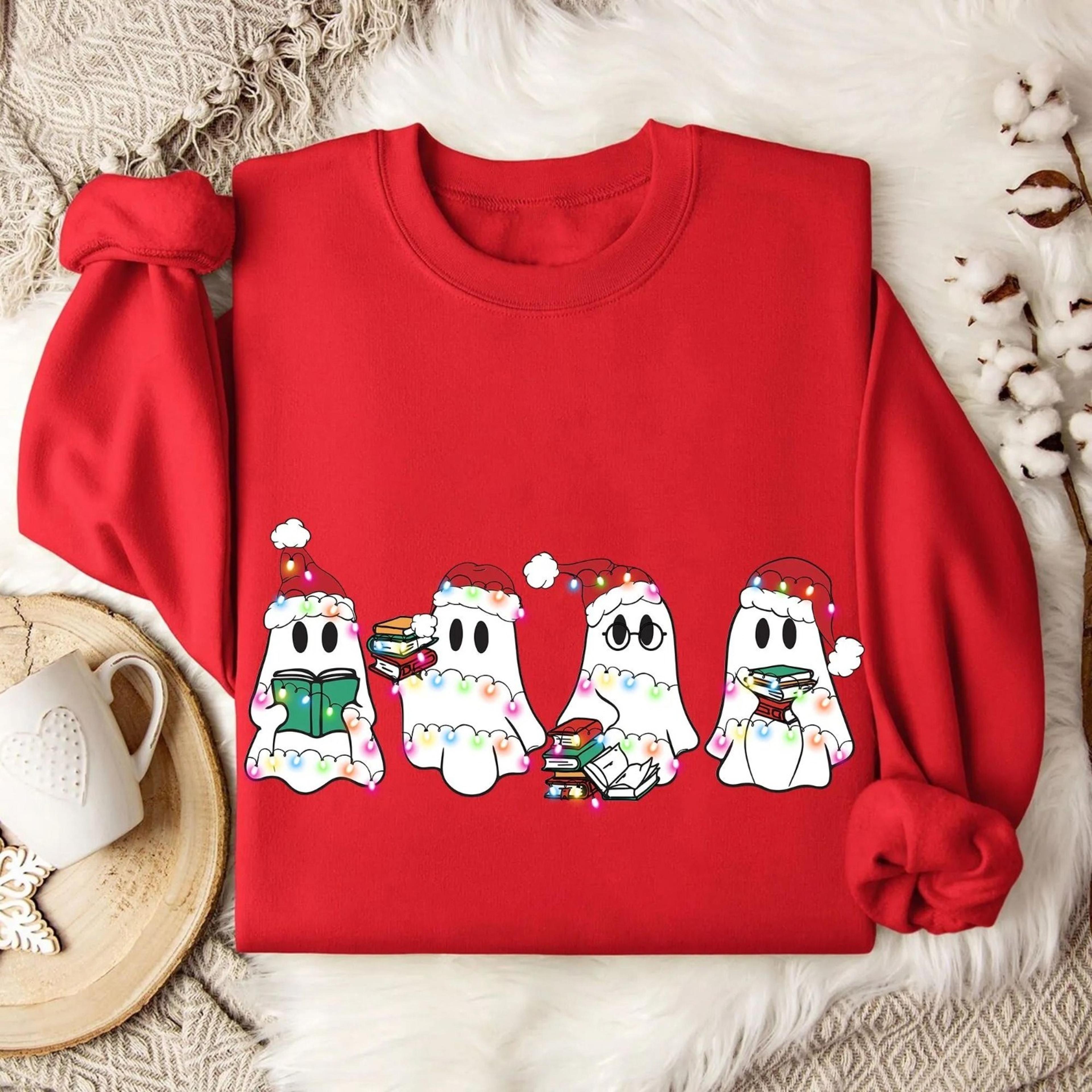 christmas ghost book shirt funny holiday reading tee