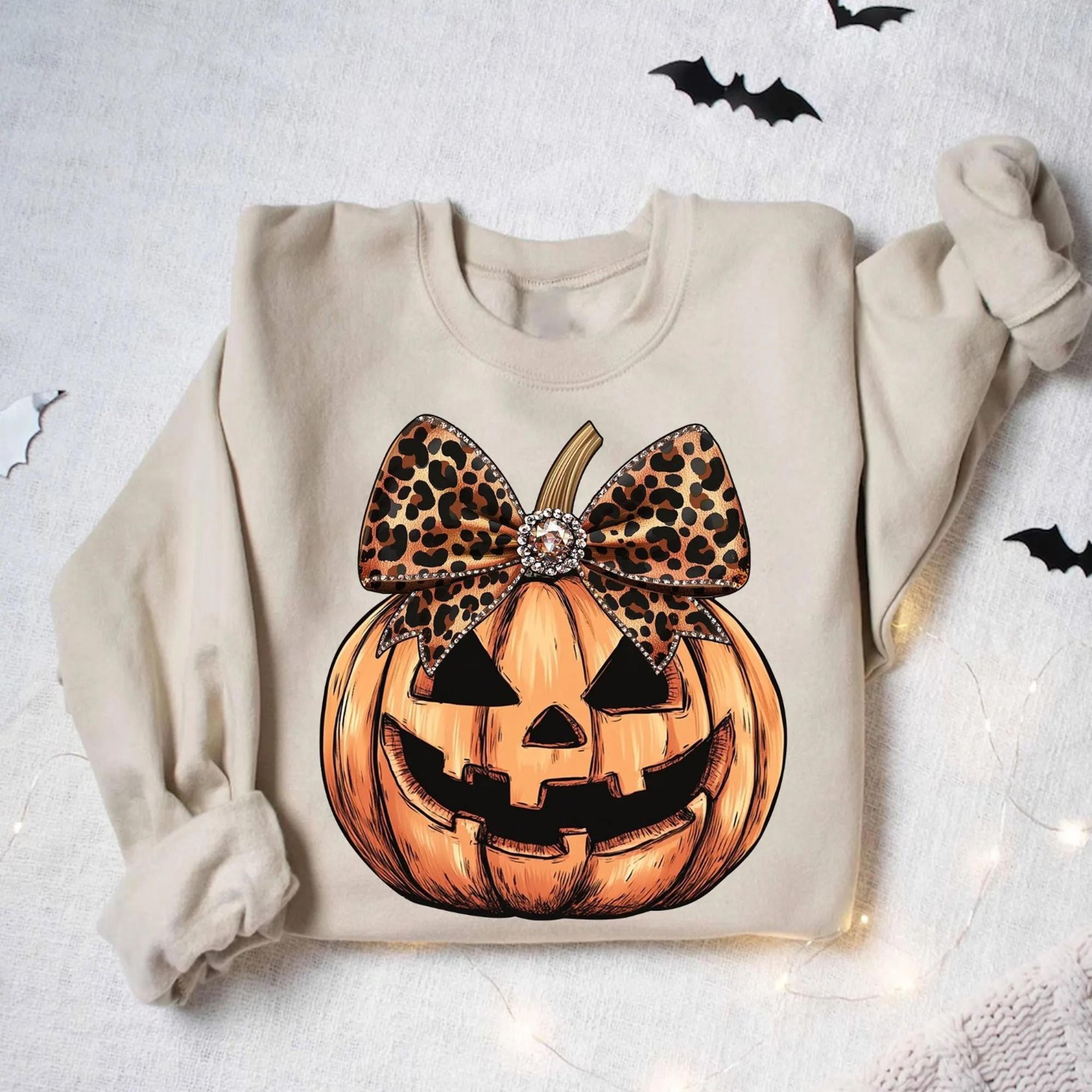 pumpkin leopard bow halloween shirt
