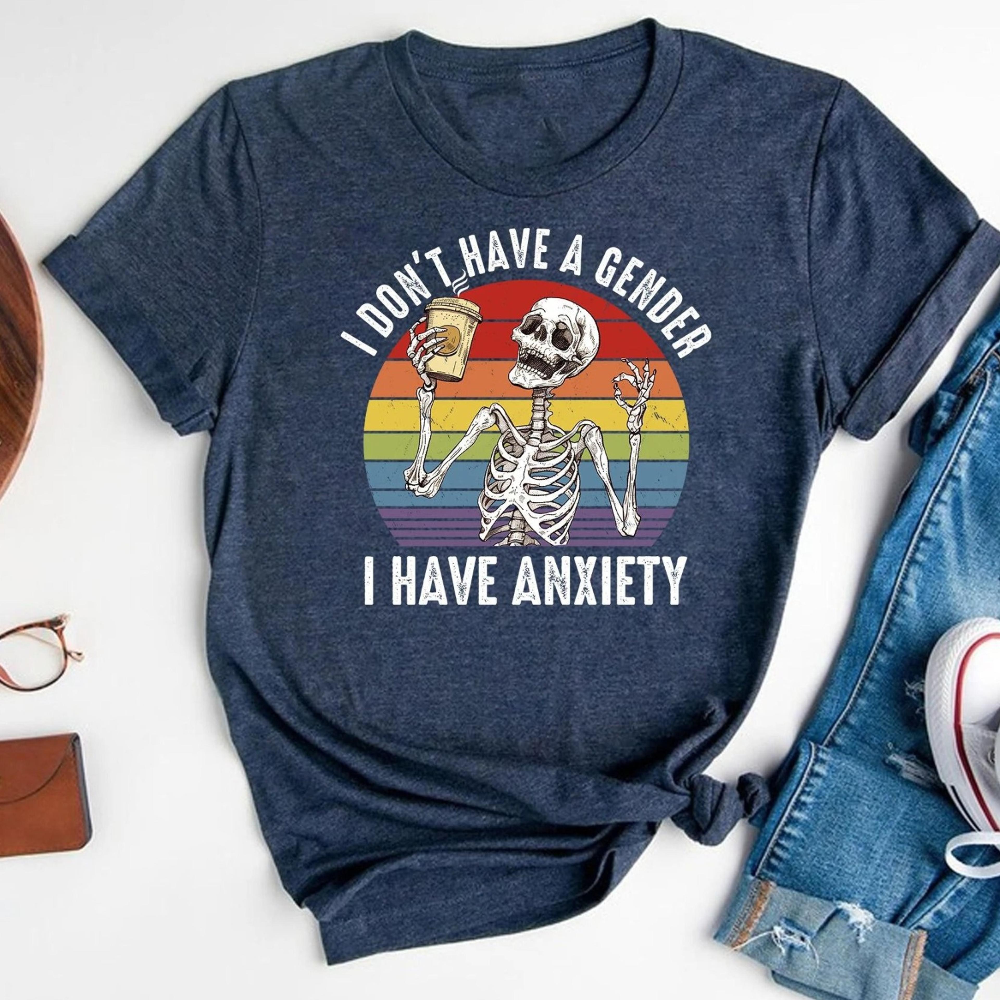 non binary pride skeleton shirt genderqueer anxiety awareness
