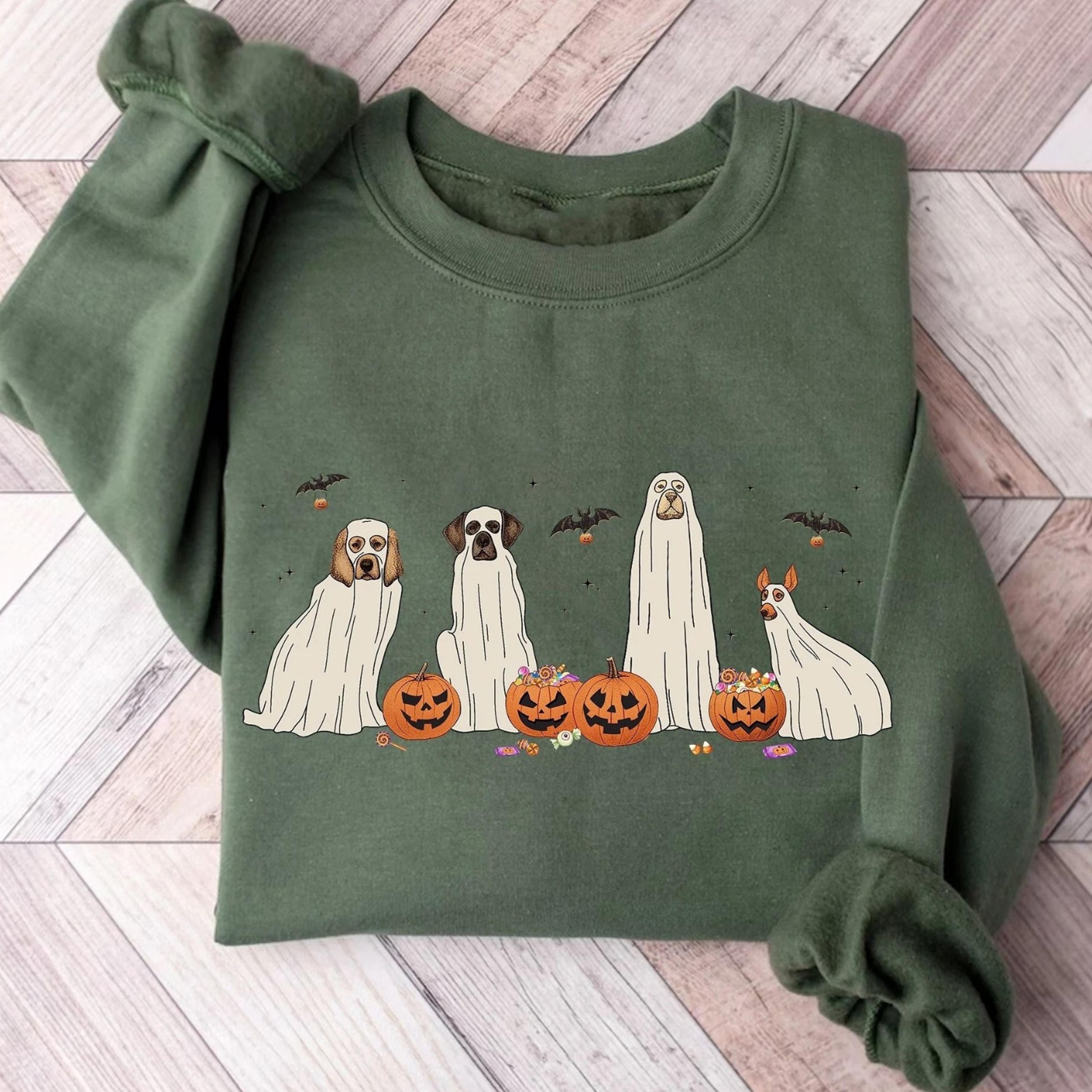 ghost dog halloween shirt vintage style cotton tee
