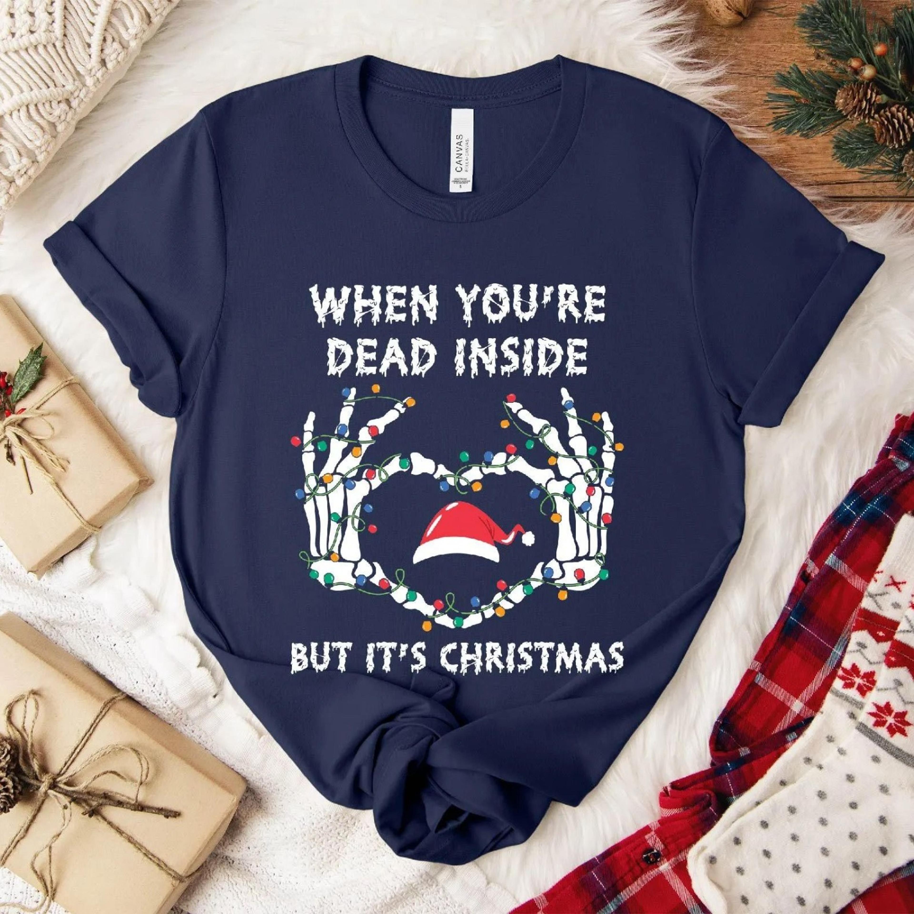 funny skeleton hand christmas sweatshirt spooky holiday crewneck