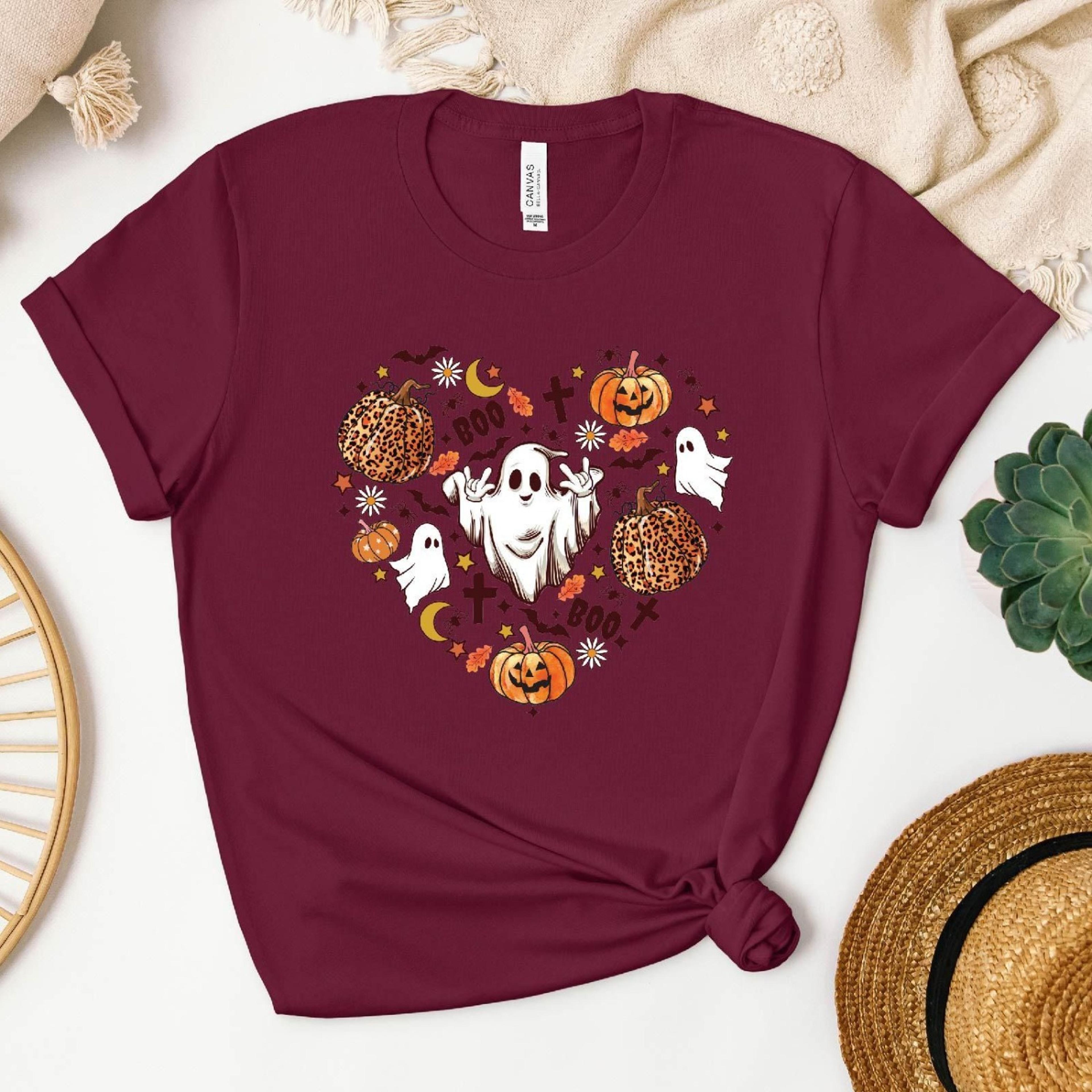 halloween doodles t-shirt, cute ghost pumpkin tee
