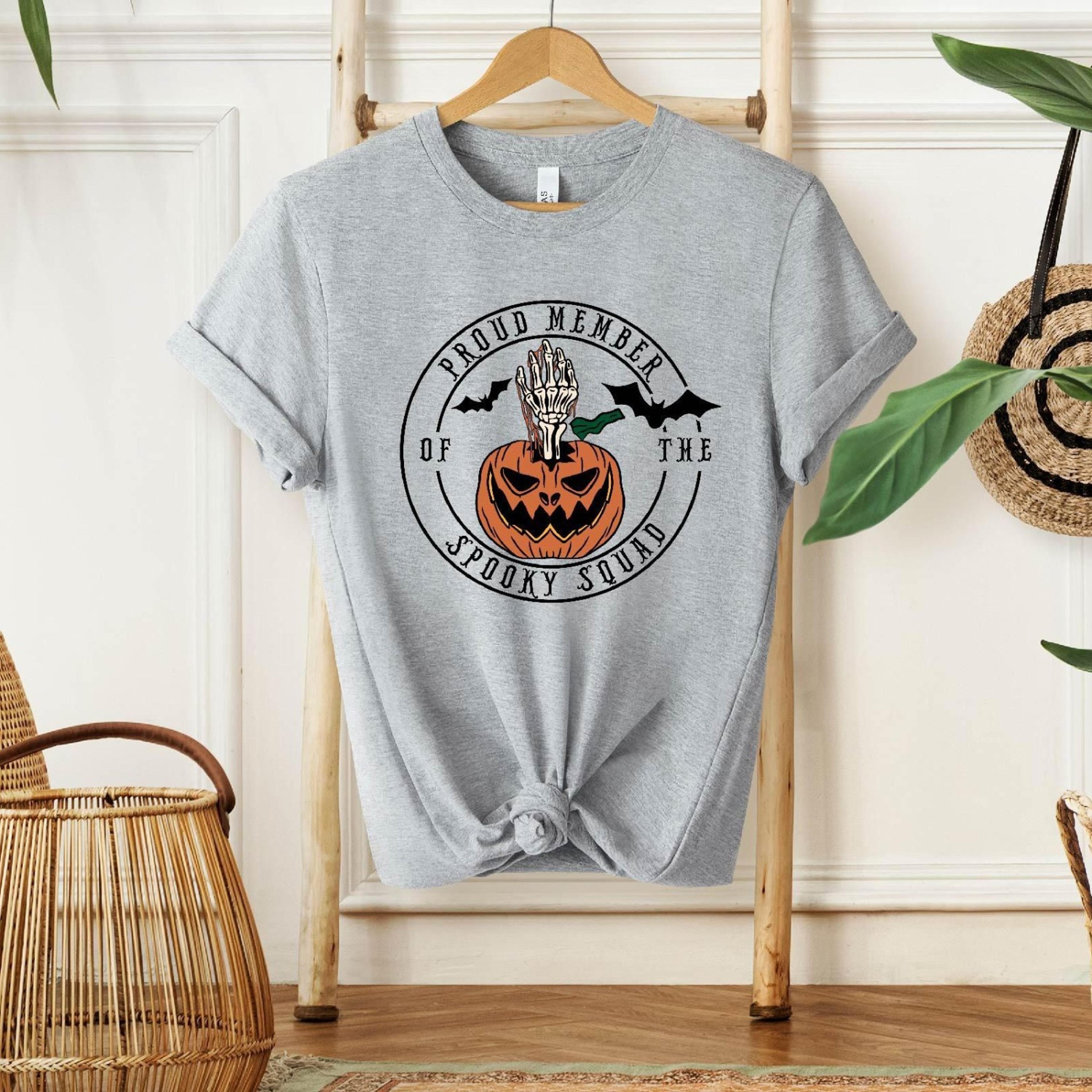 spooky squad t-shirt halloween skeleton pumpkin design