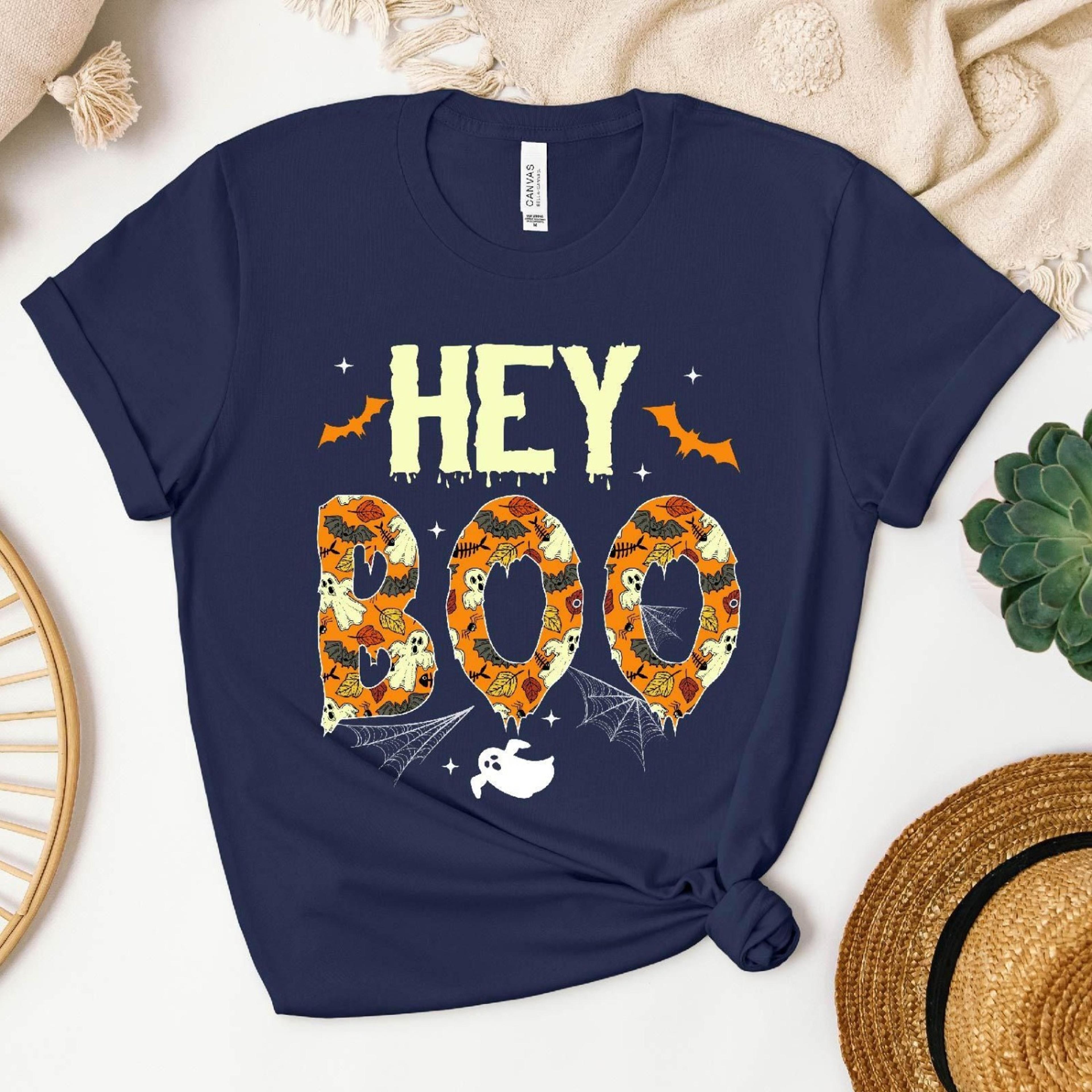 hey boo halloween t-shirt, cute ghost tee