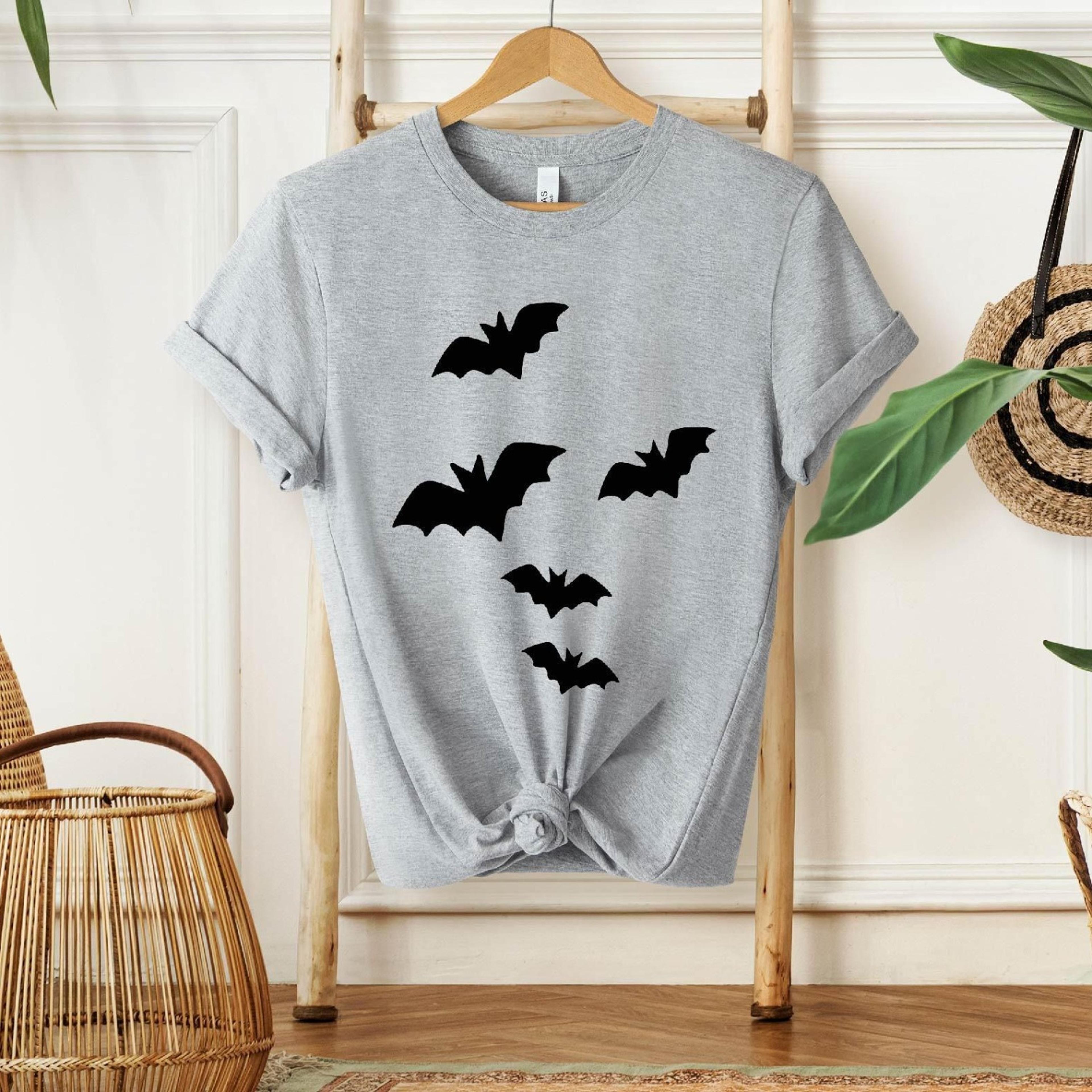 bat halloween t-shirt spooky vampire bats fall crewneck