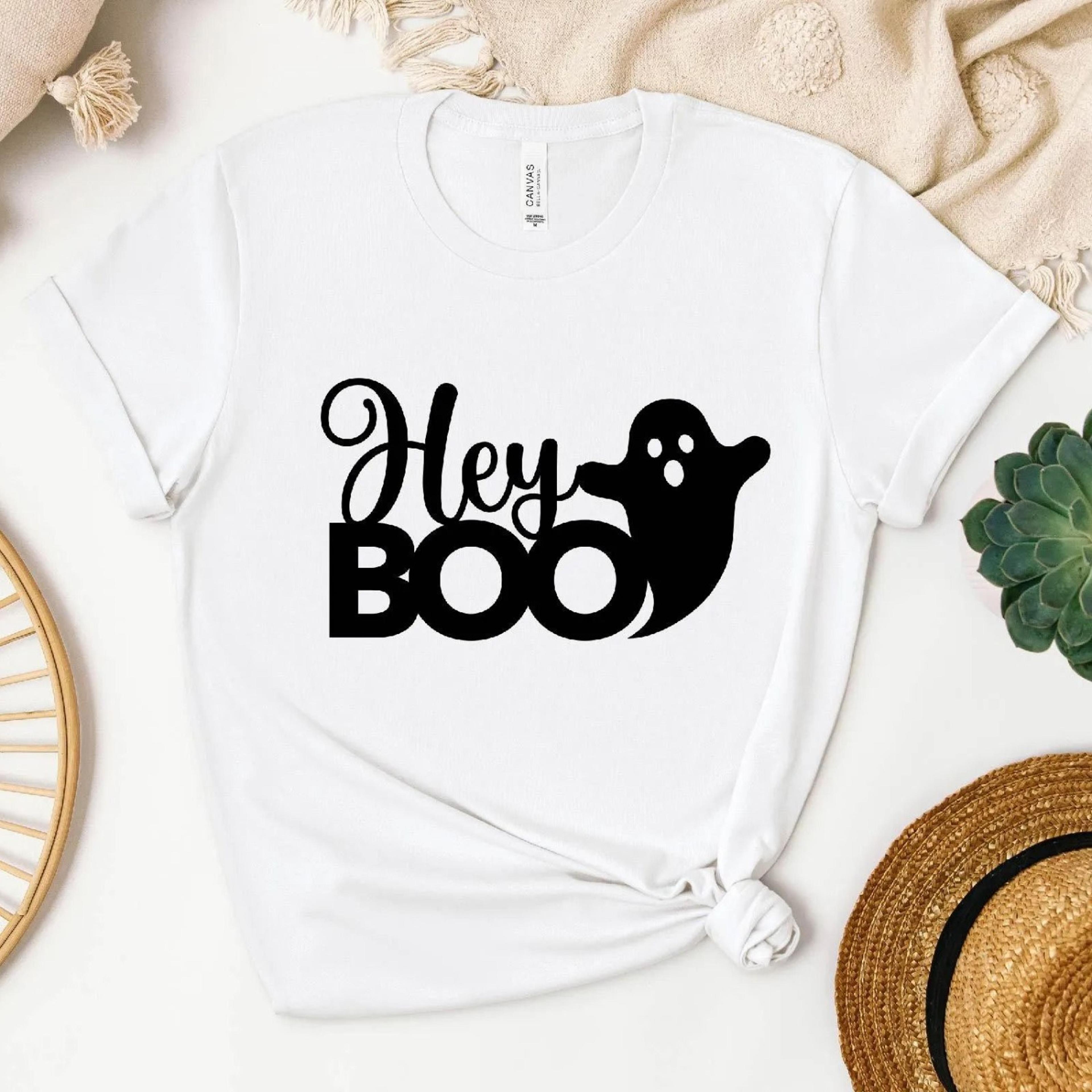 hey boo ghost t-shirt - funny halloween tee