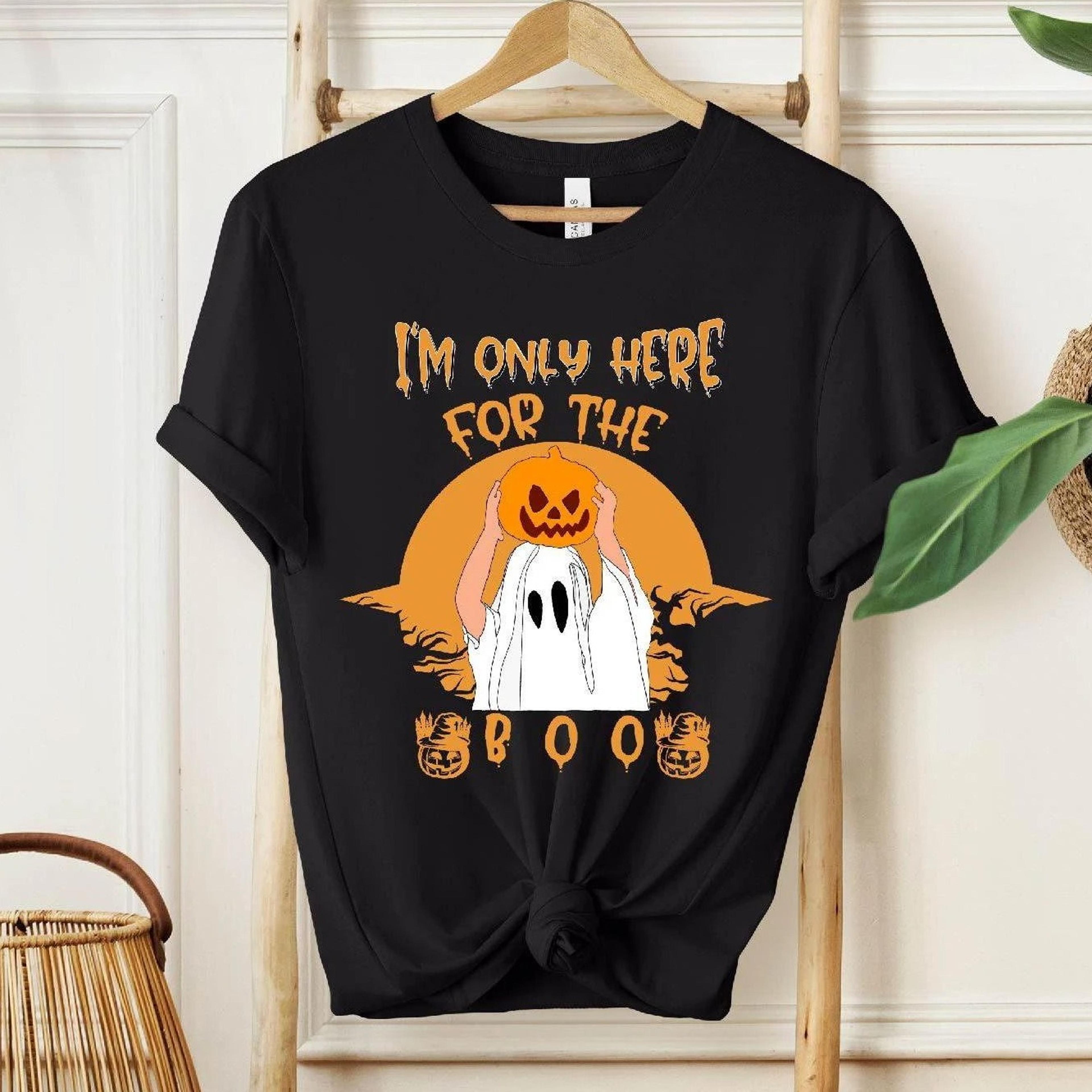 funny halloween ghost t-shirt i'm just here for the boos