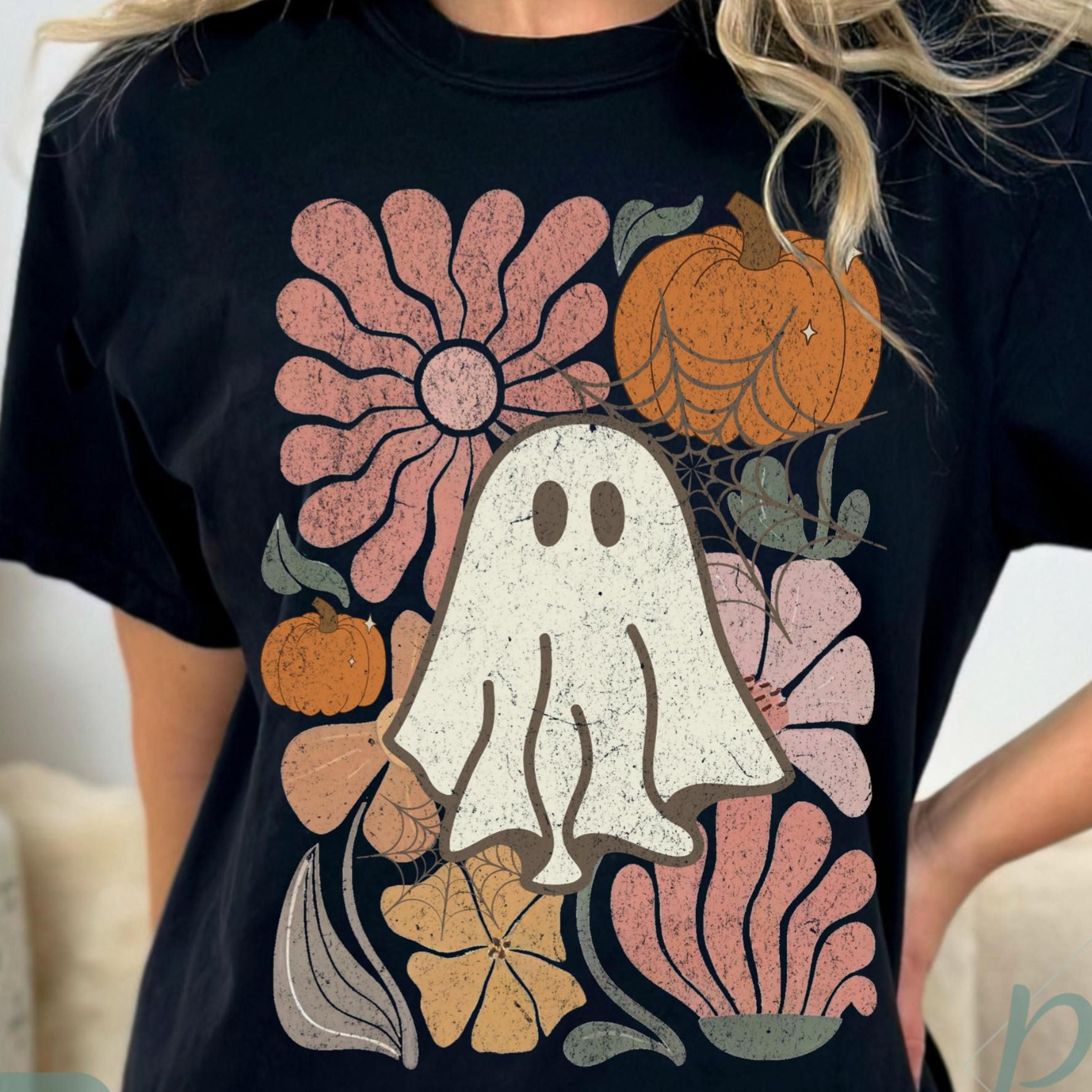 boho halloween ghost t shirt retro pumpkin vintage tee