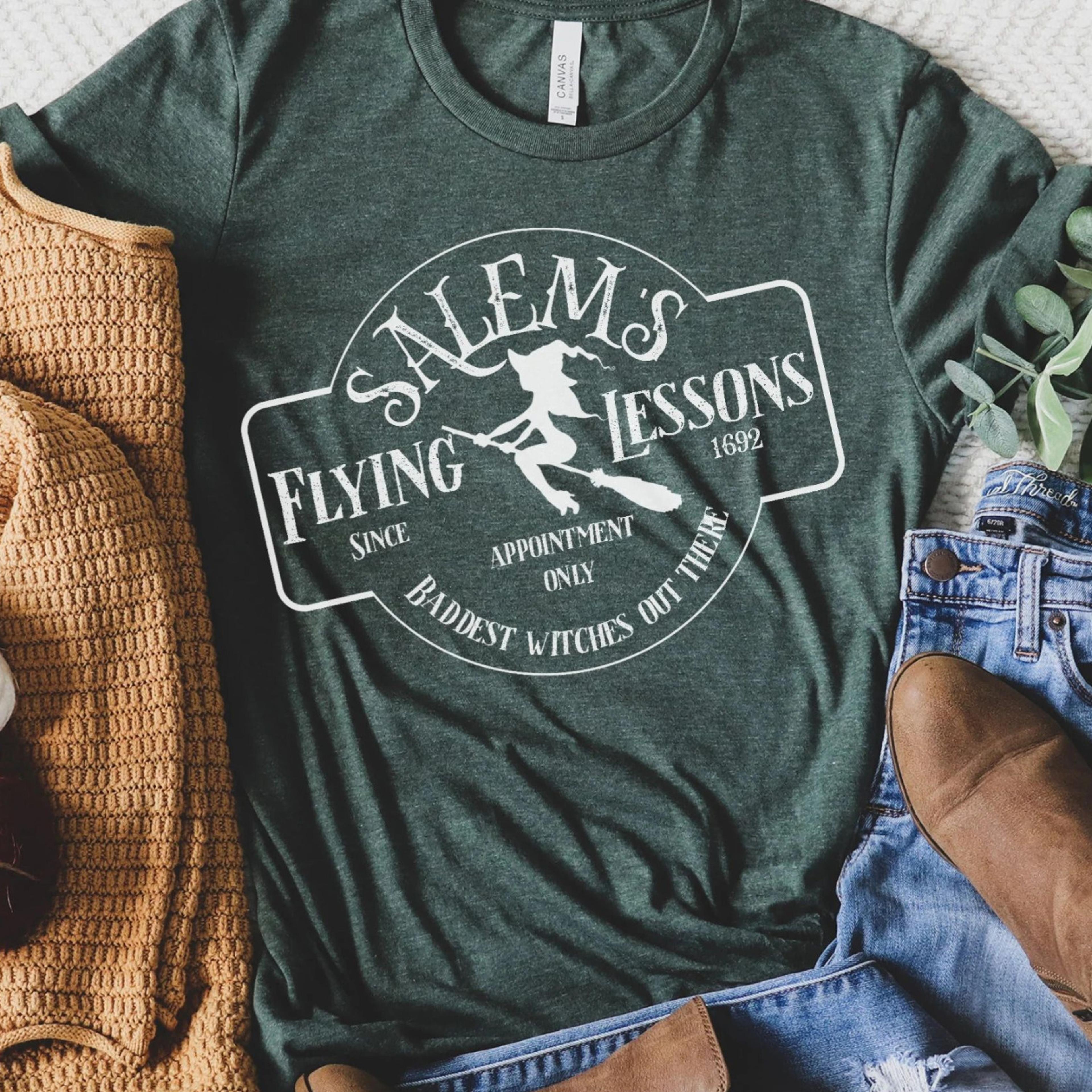 flying lessons halloween shirt vintage witch graphic tee