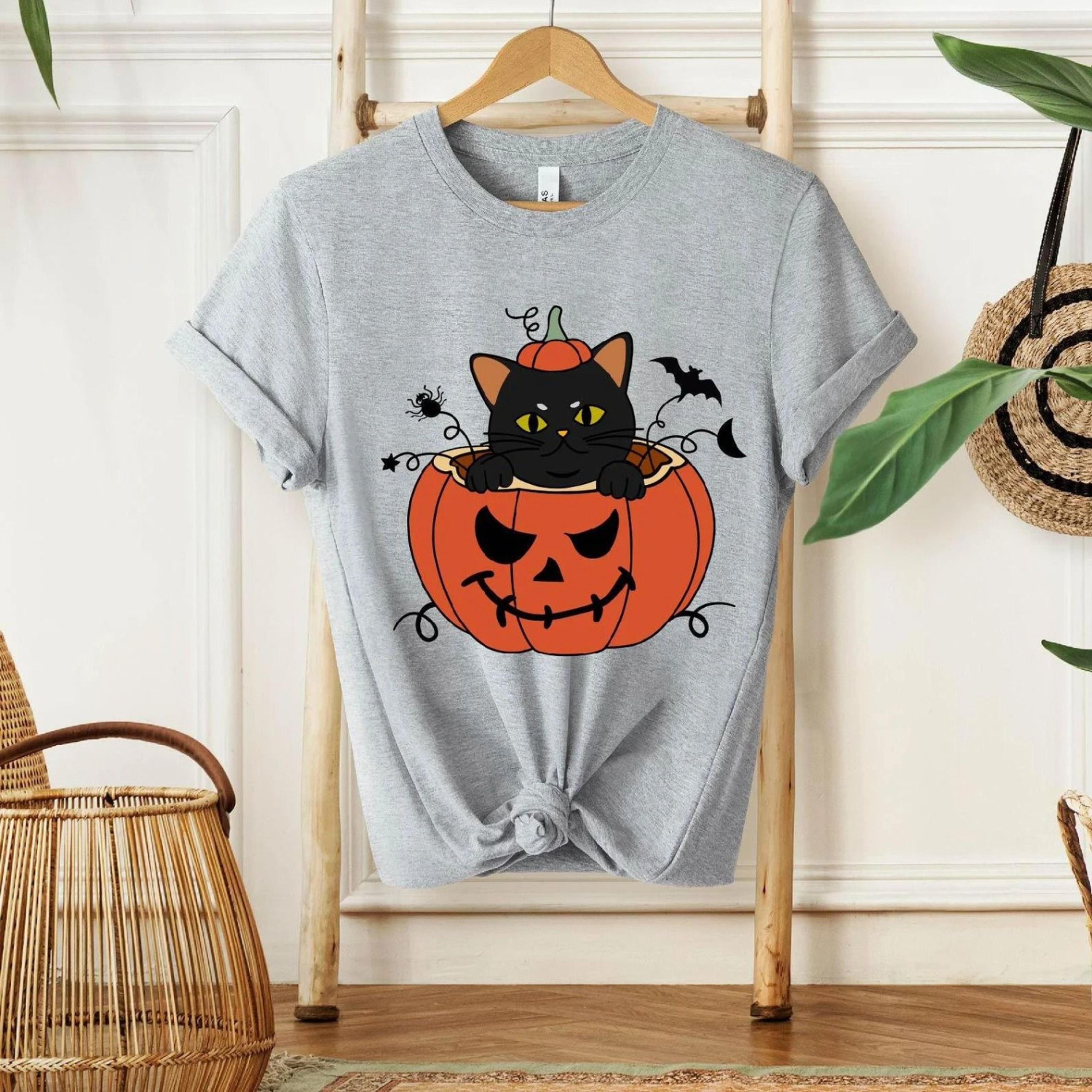 witch cat halloween t-shirt, cool halloween cat t-shirt