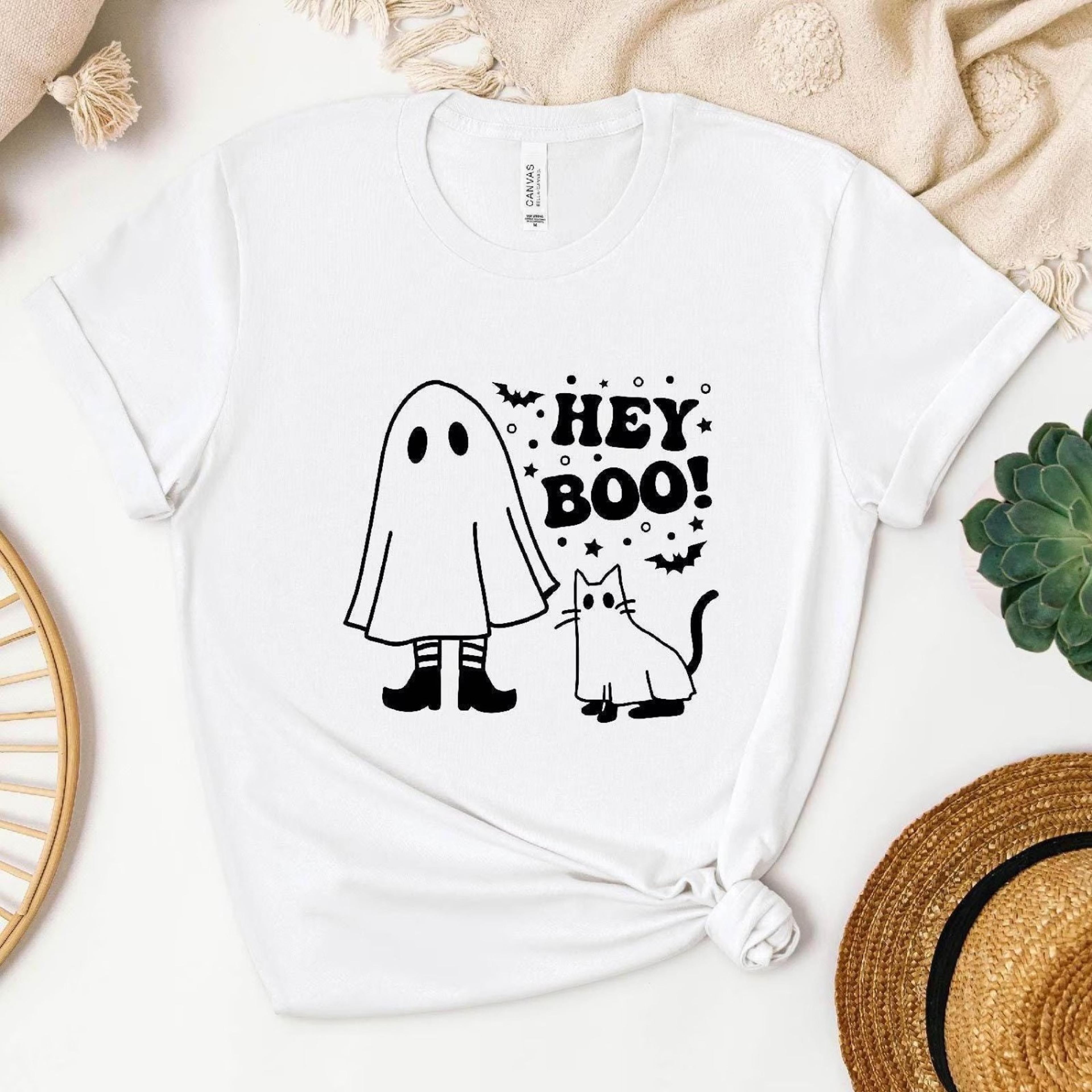 cute ghost cat t-shirt, halloween cat lover gift