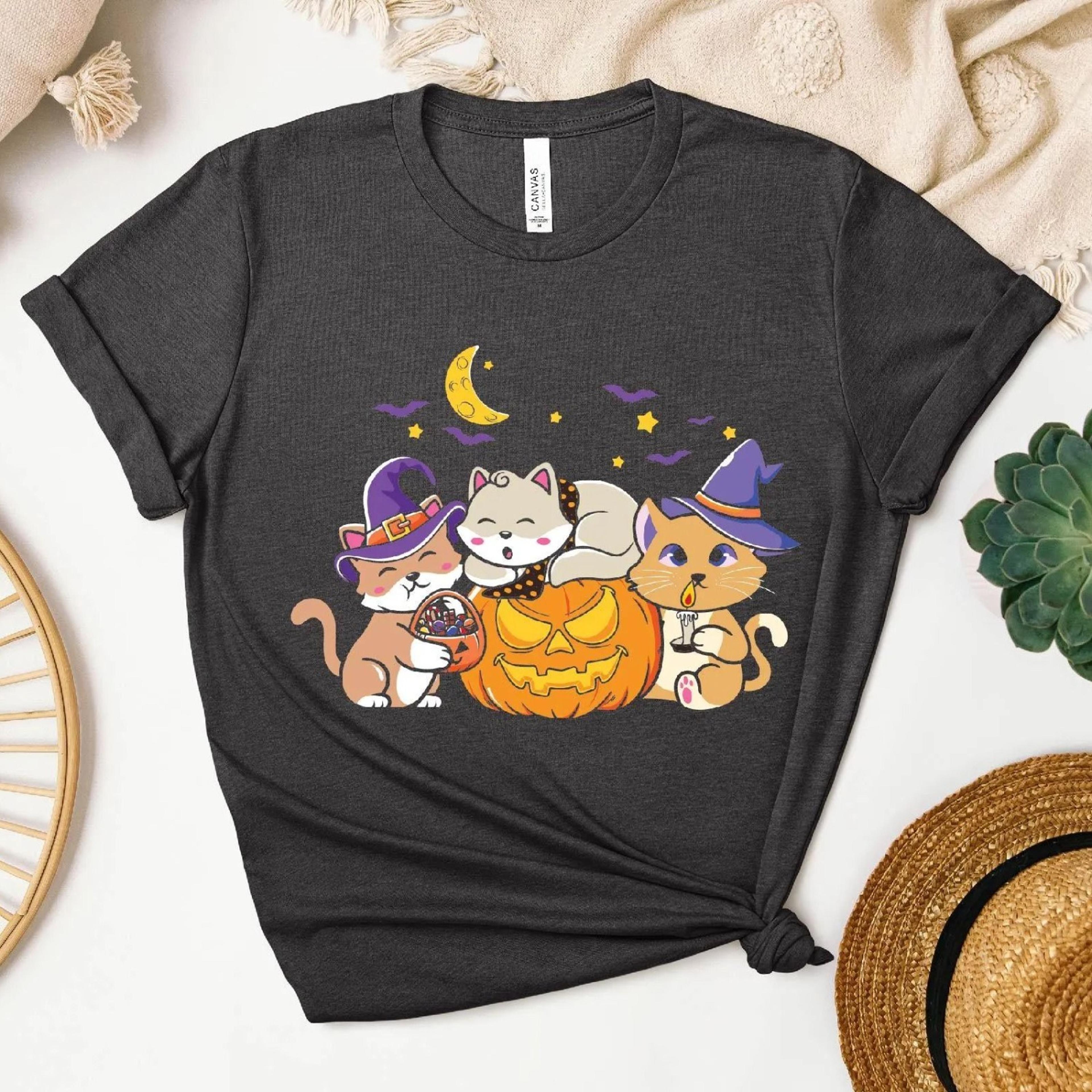 witch cat halloween t-shirt, cool cat lover shirt