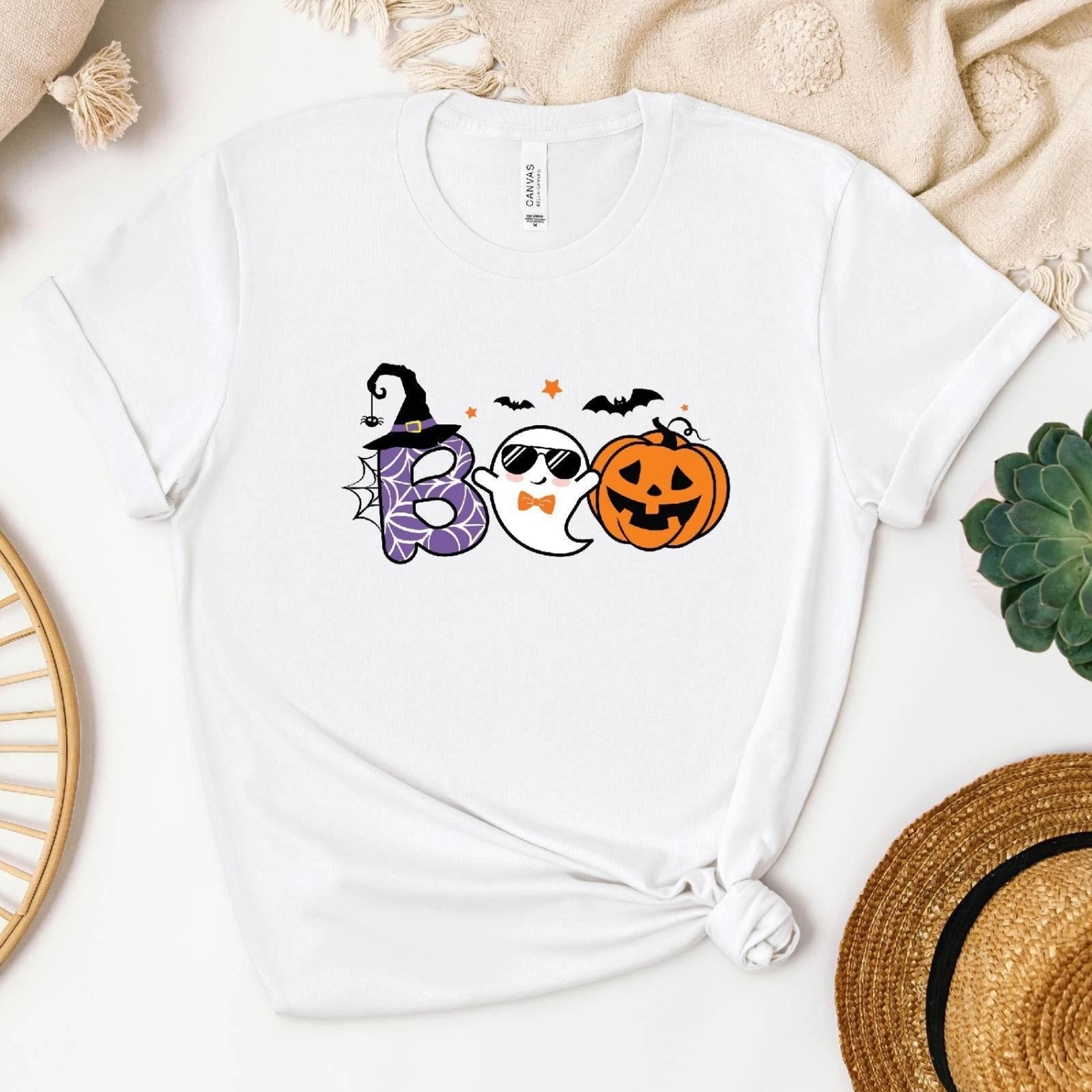 cute ghost halloween t-shirt, hey boo t-shirt