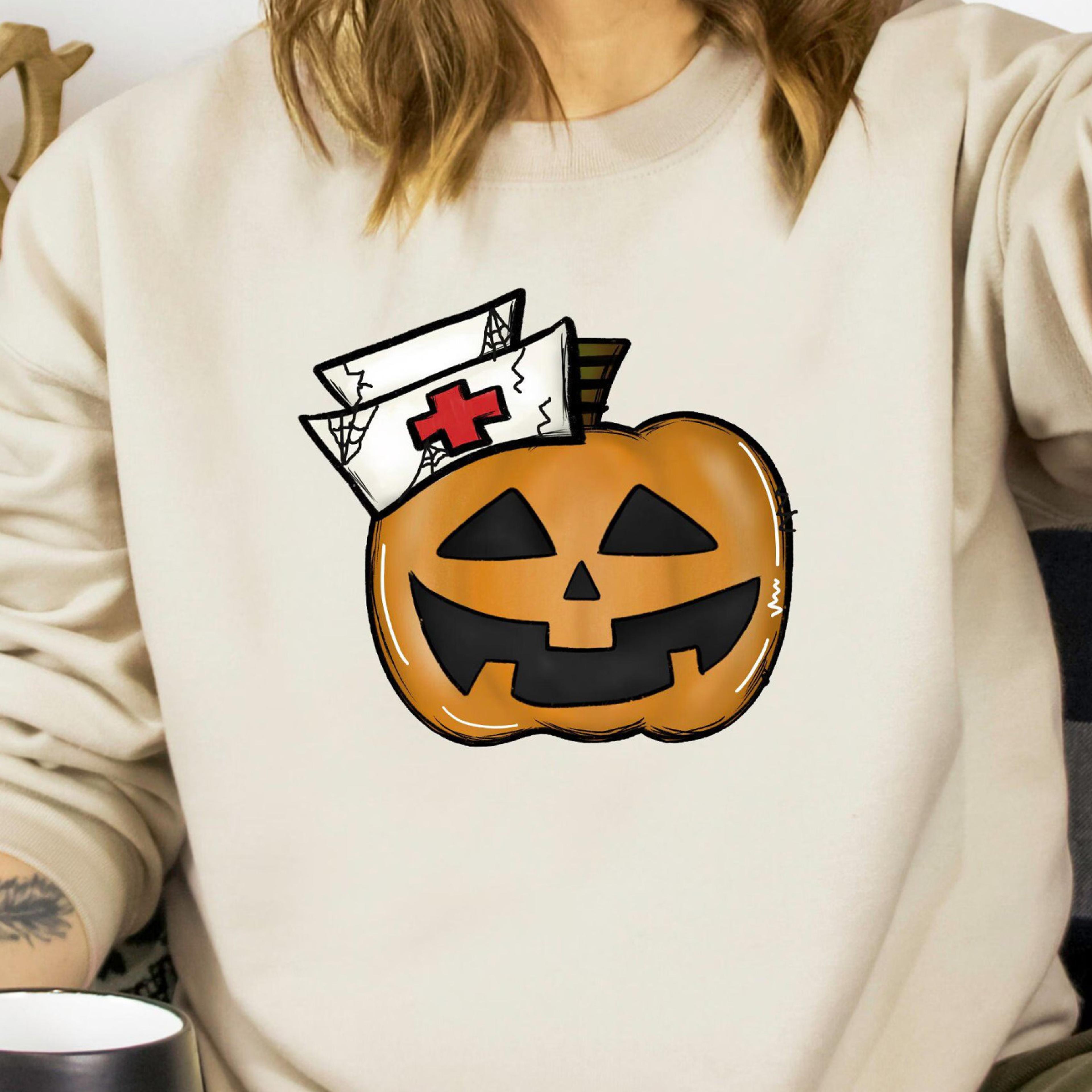halloween nurse shirt cute pumpkin spooky halloween tee