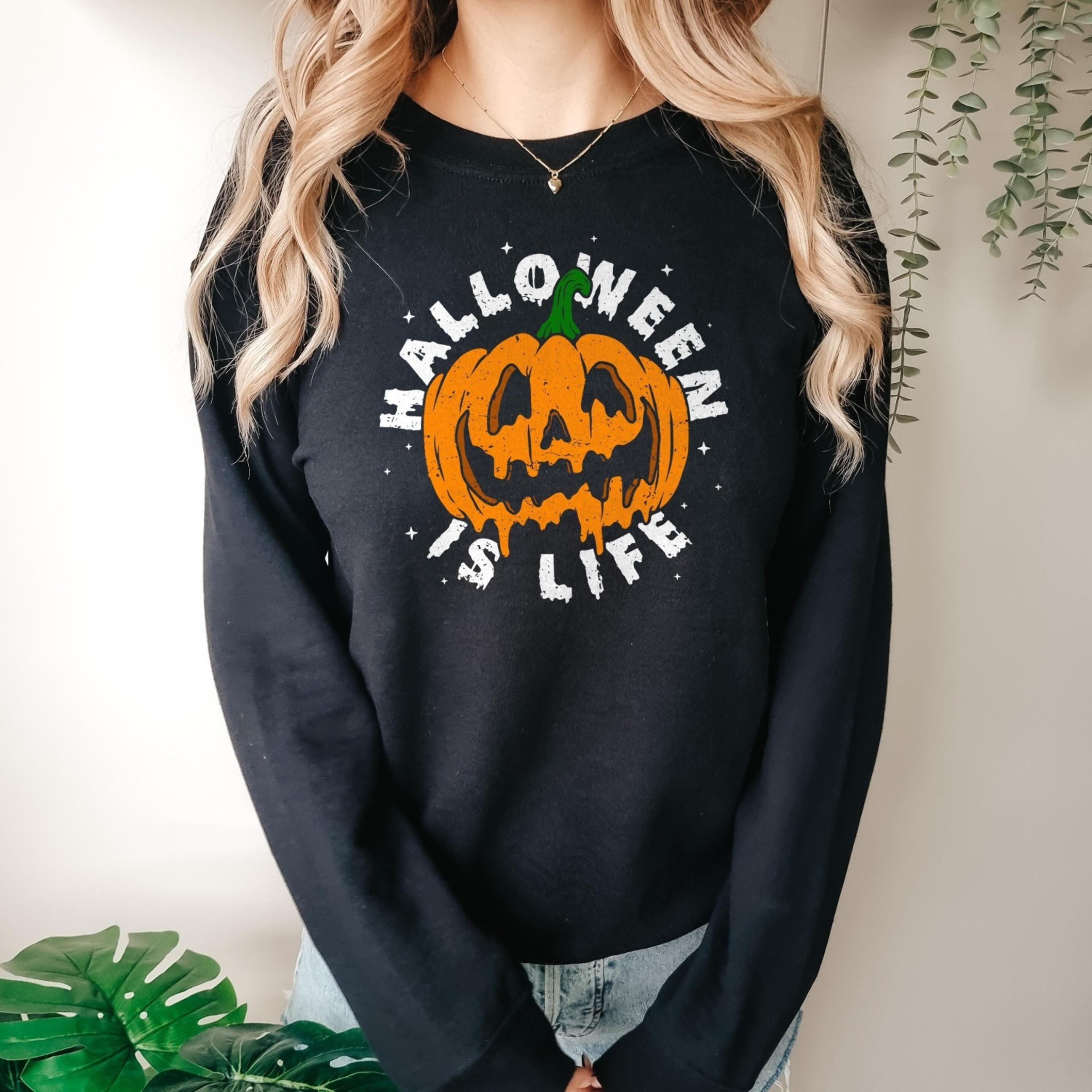 halloween is life sweatshirt - spooky dripping pumpkin sweatshirt