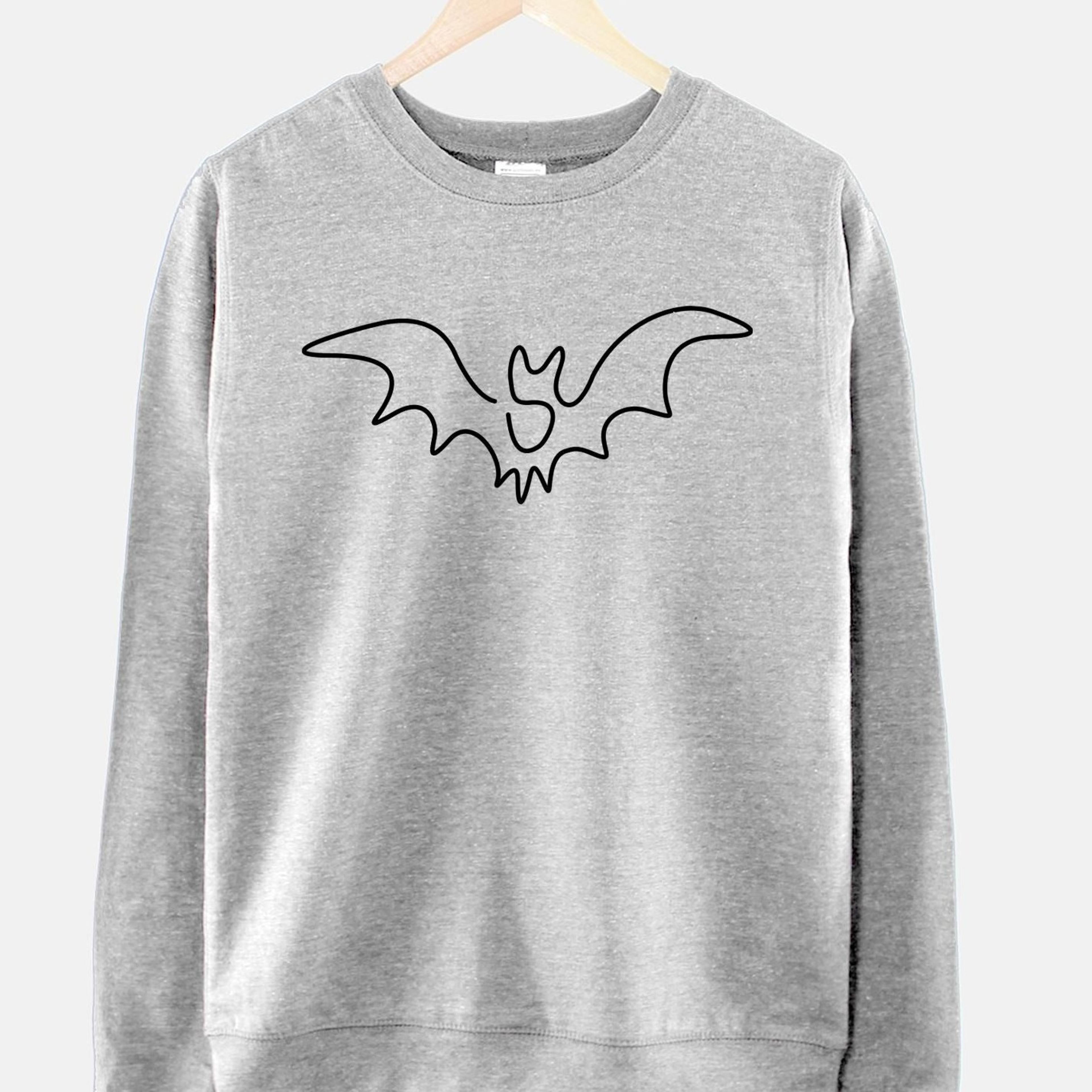 minimalist bat halloween sweatshirt - spooky cotton blend