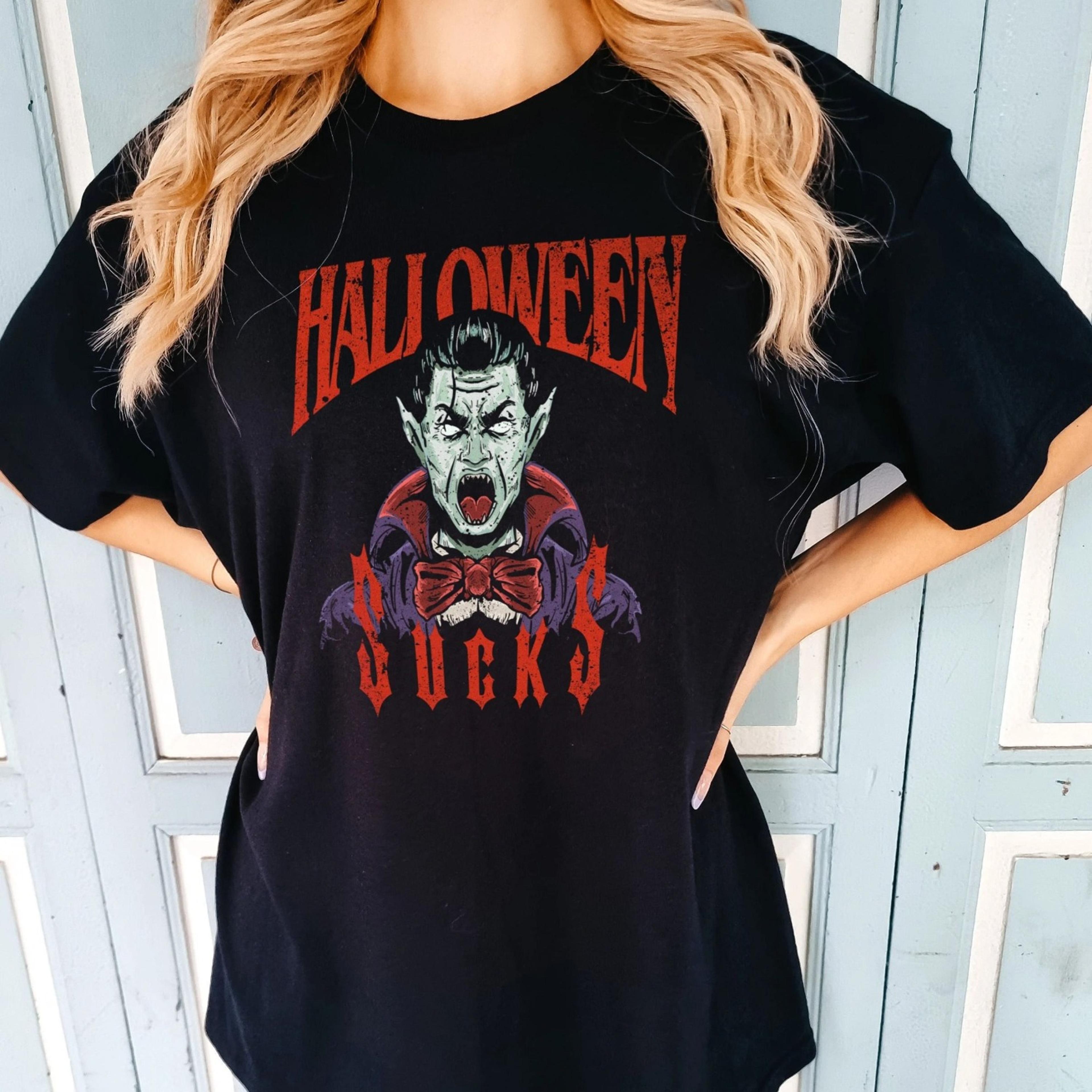 halloween sucks vintage t-shirt, distressed vampire movie poster unisex