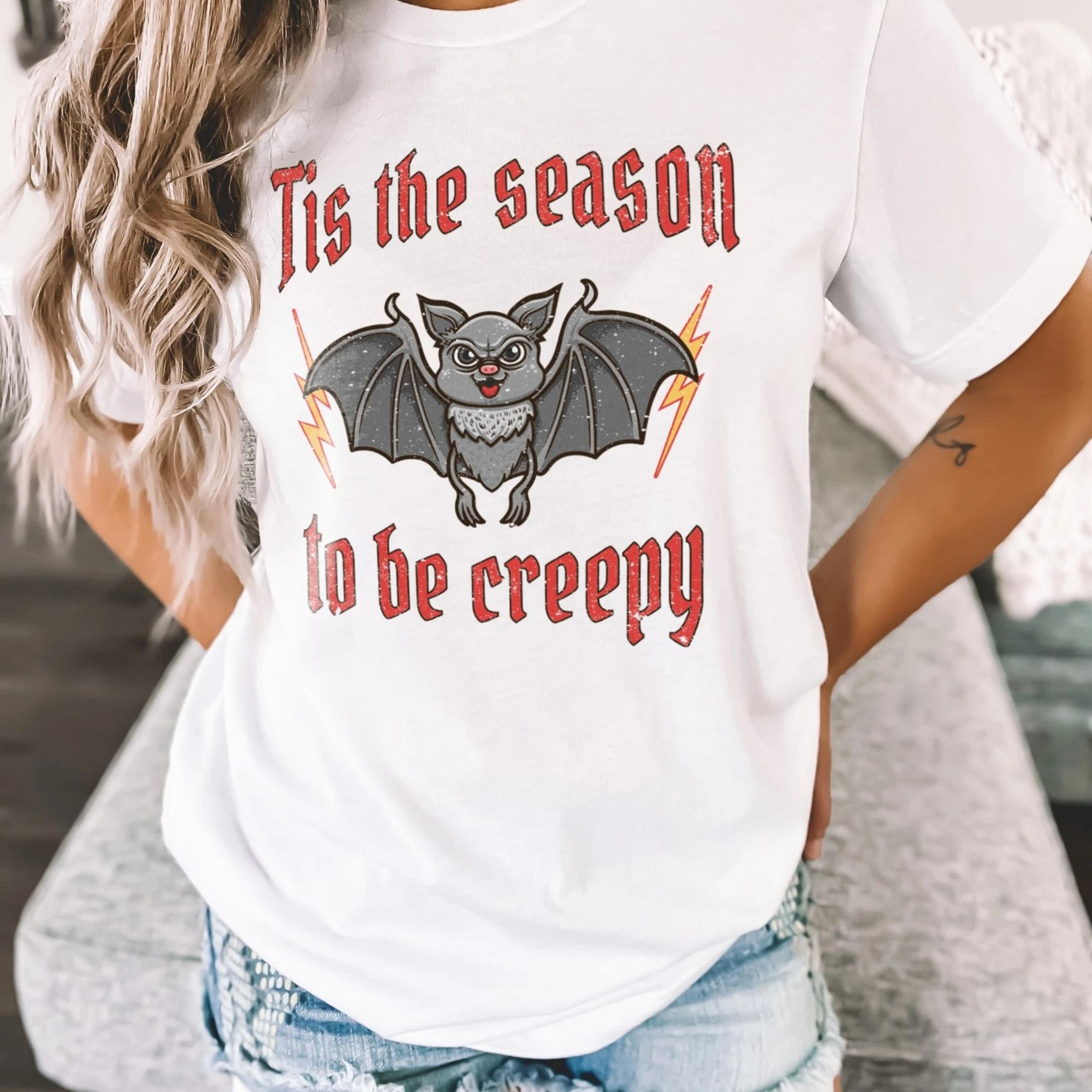 vampire bat halloween t-shirt, distressed rock band style, black cotton tee