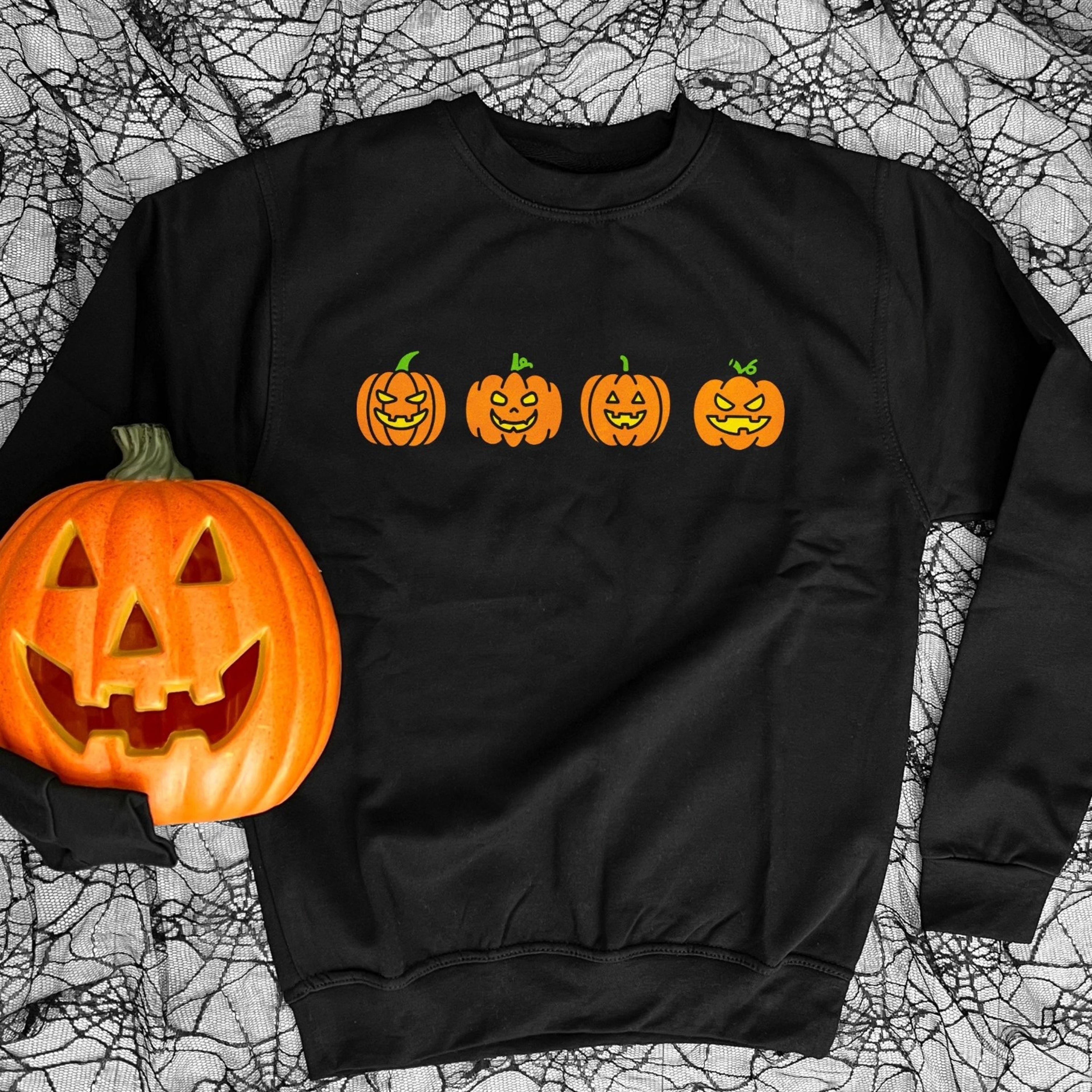 halloween pumpkin face sweatshirt - trendy fall crewneck
