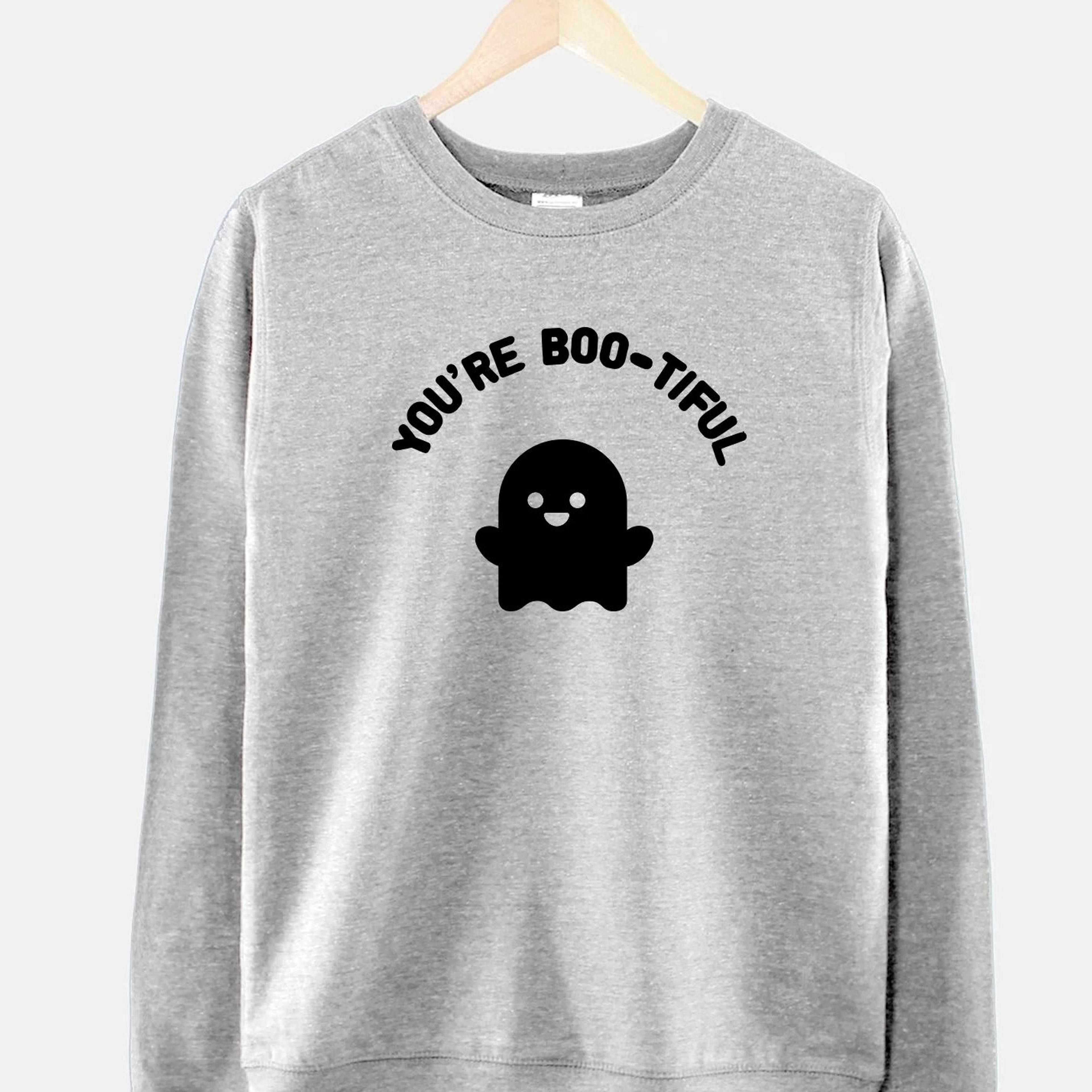 kawaii ghost halloween sweatshirt 'you're boo-tiful' crew neck