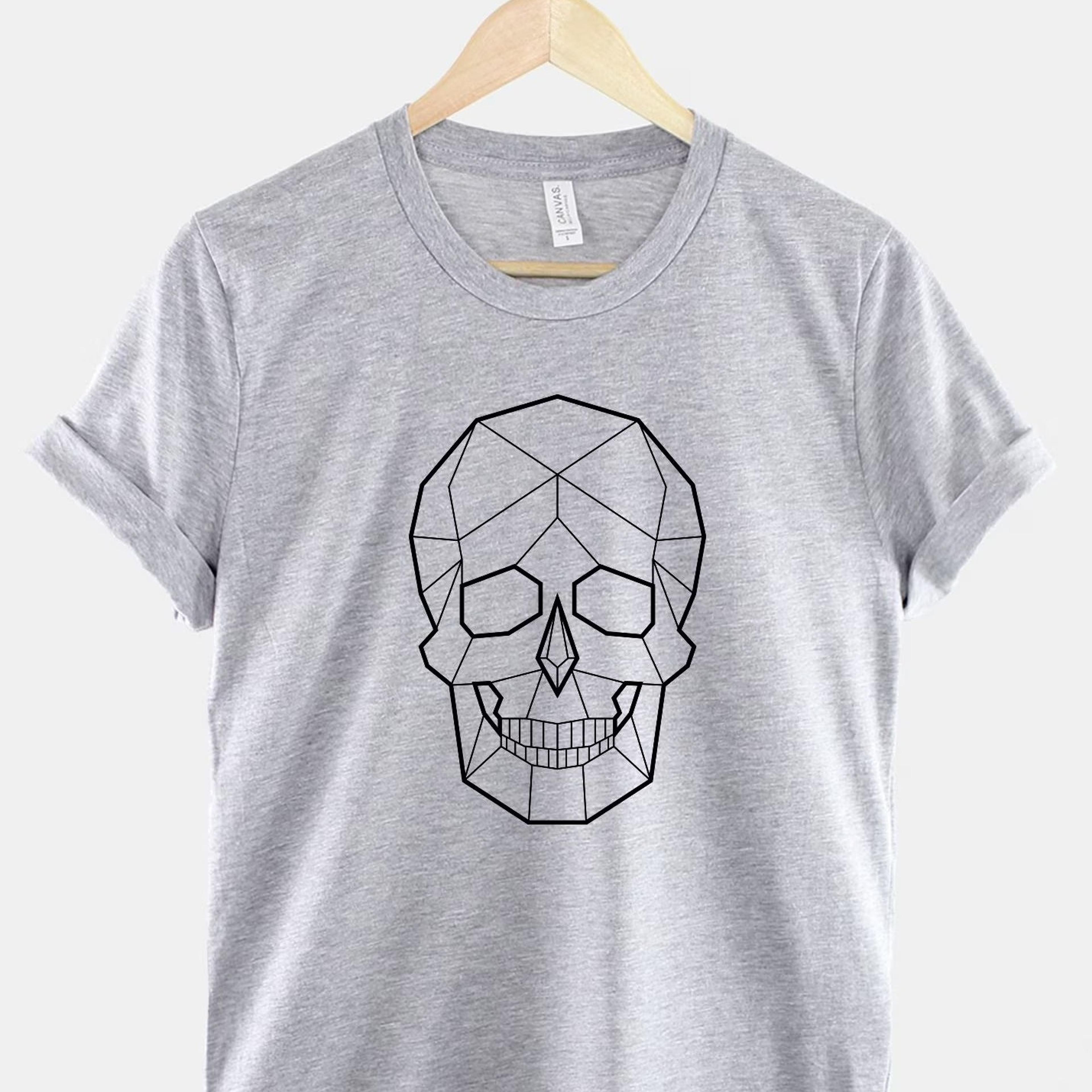geometric skull t-shirt, abstract grunge goth artwork, 100% cotton unisex