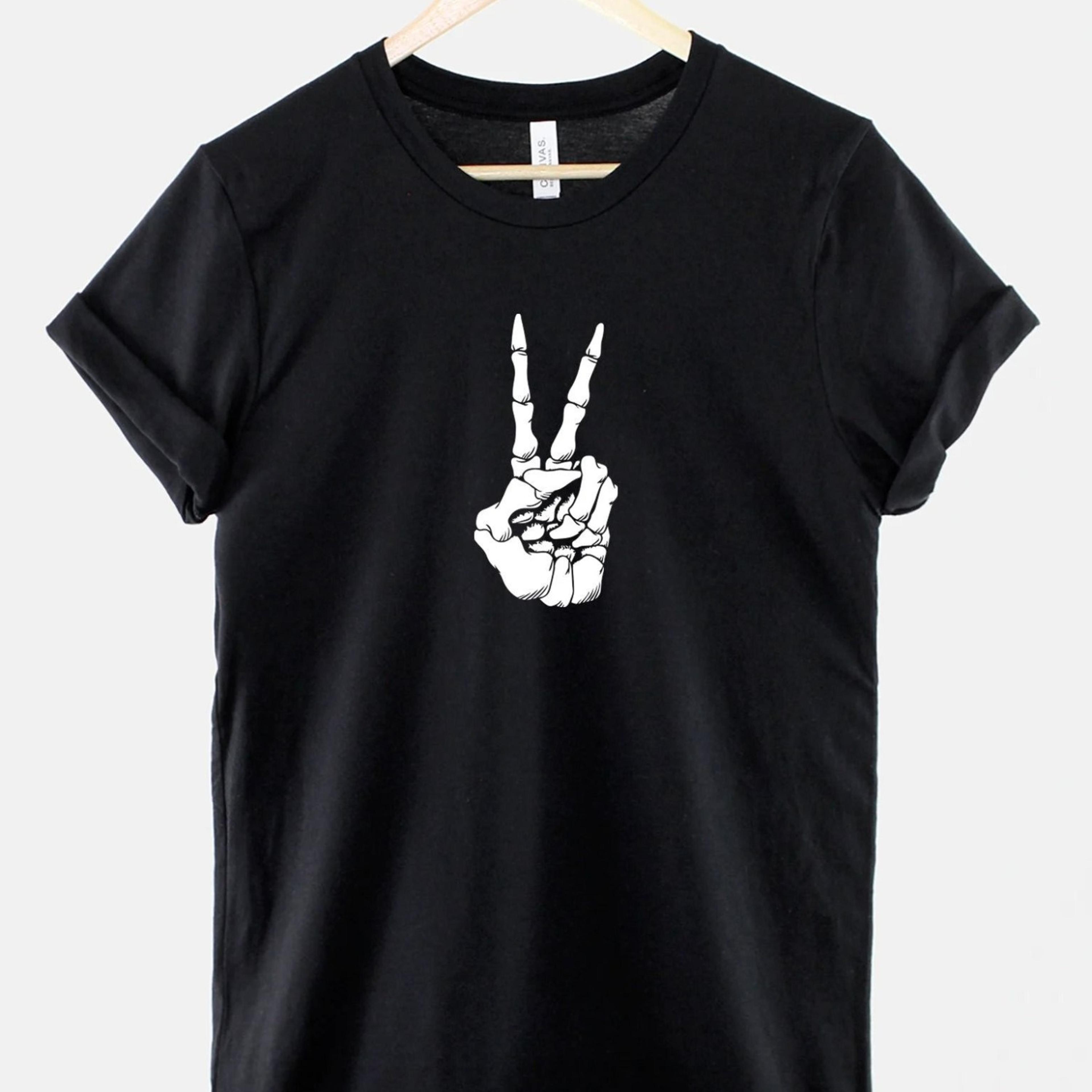 skeleton peace sign t-shirt, pastel goth shirt, gothic skeleton graphic tee, alternative aesthetic top