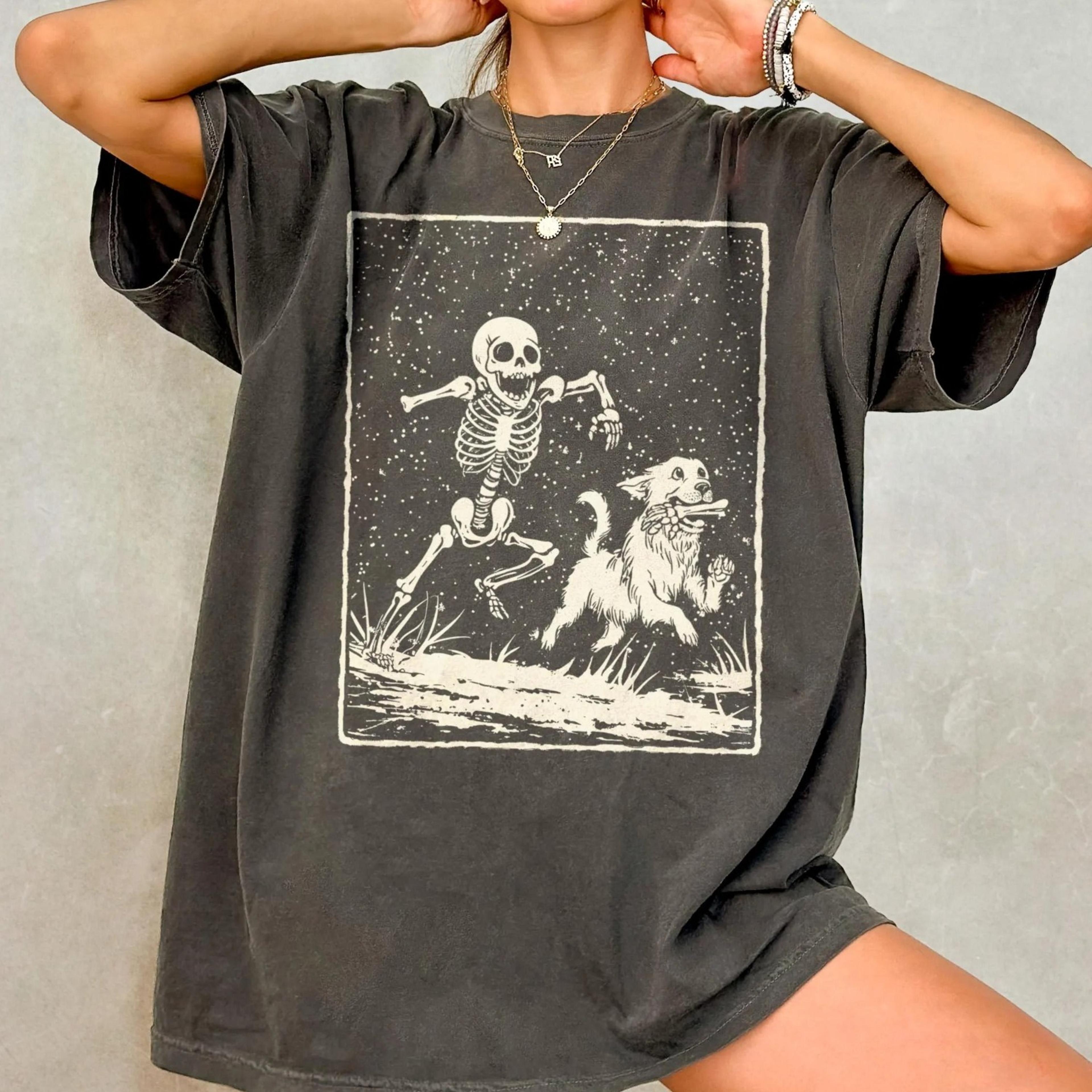 halloween dog shirt, retro halloween t-shirt, funny skeleton shirt, dog lover gift, spooky season shirt,