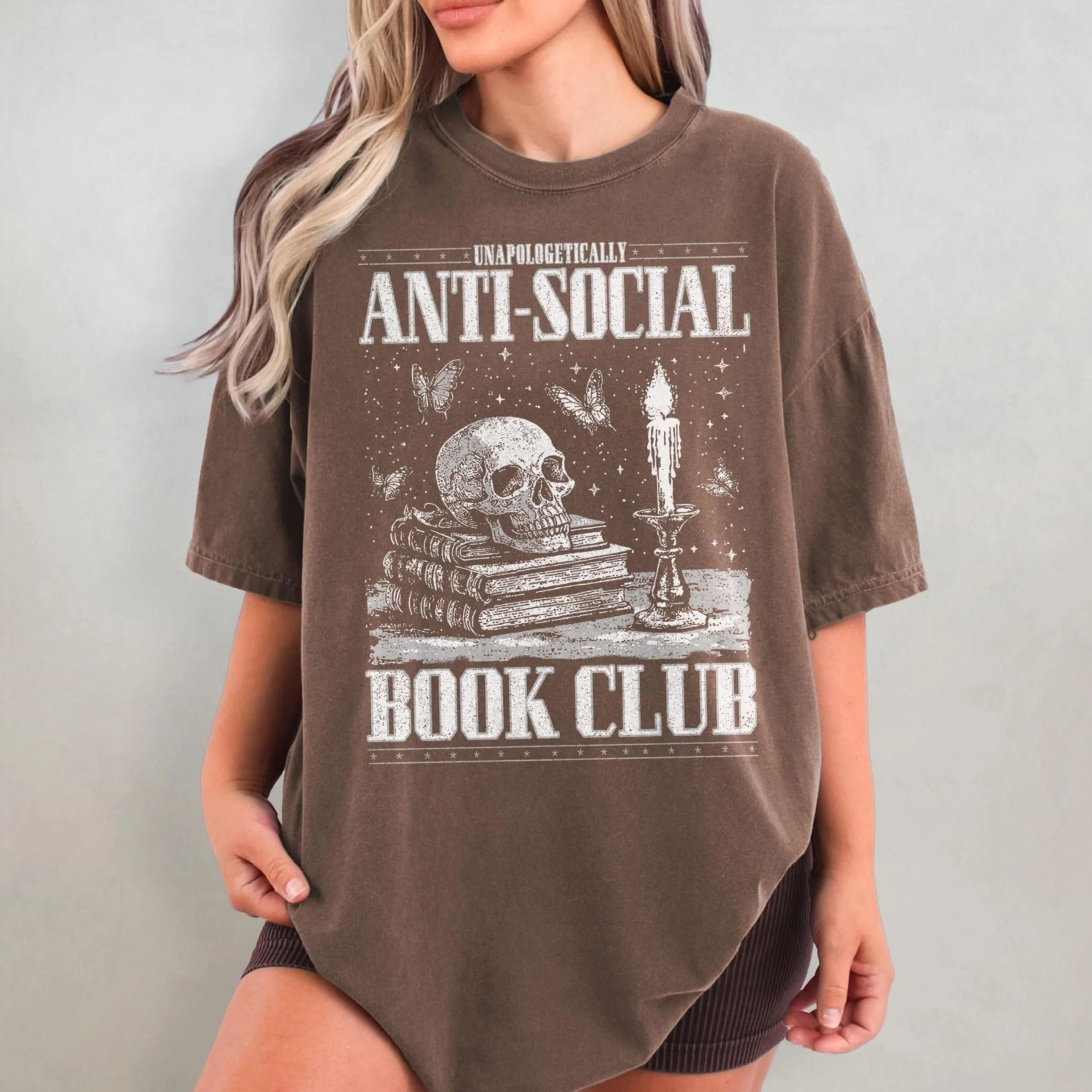 t-shirt, fantasy book shirt, antisocial book club, book lover shirt, booklover tee, romantasy gift for romance reader