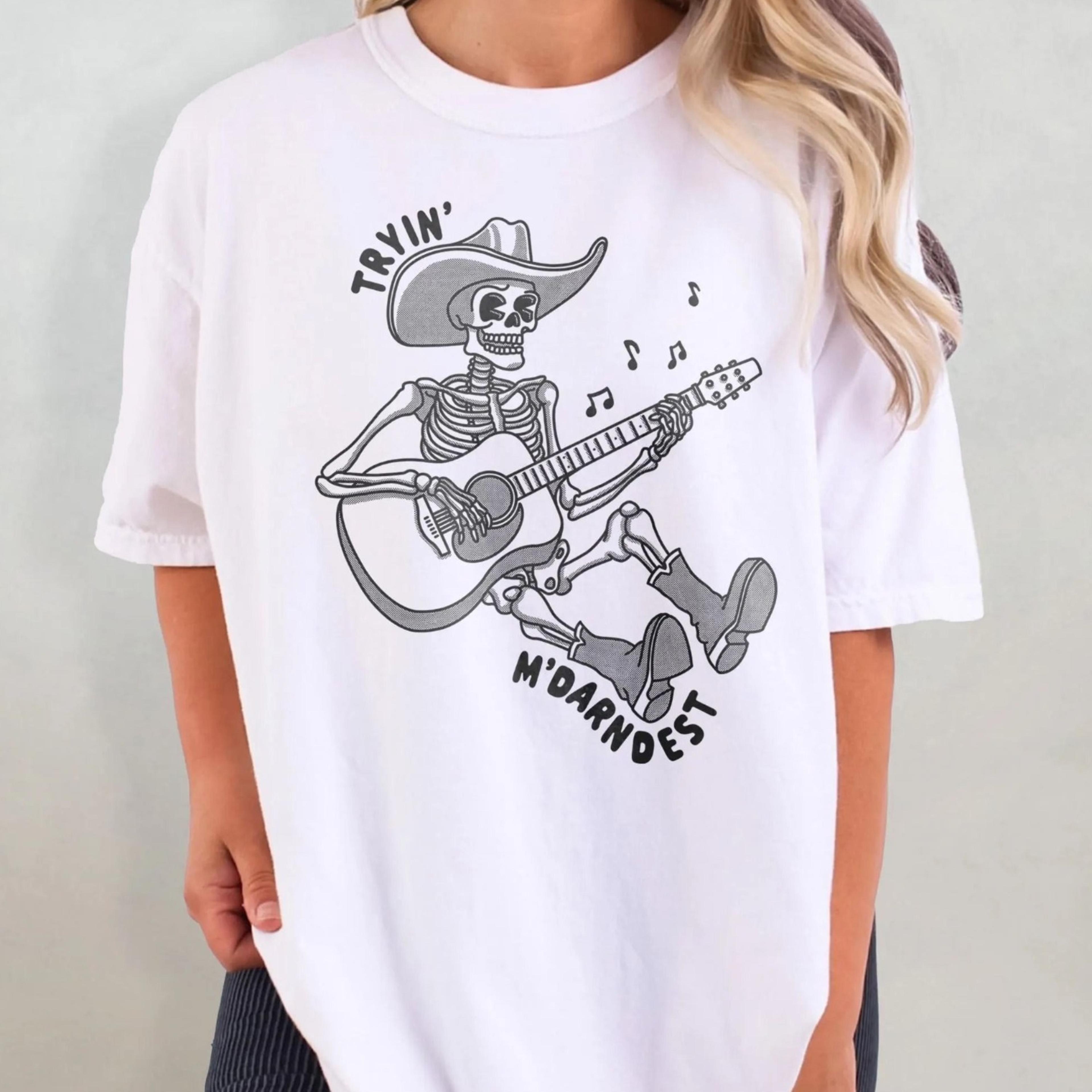 skeleton cowboy meme shirt, funny western t-shirt, country music t shirt, guitar player gift, musician ts