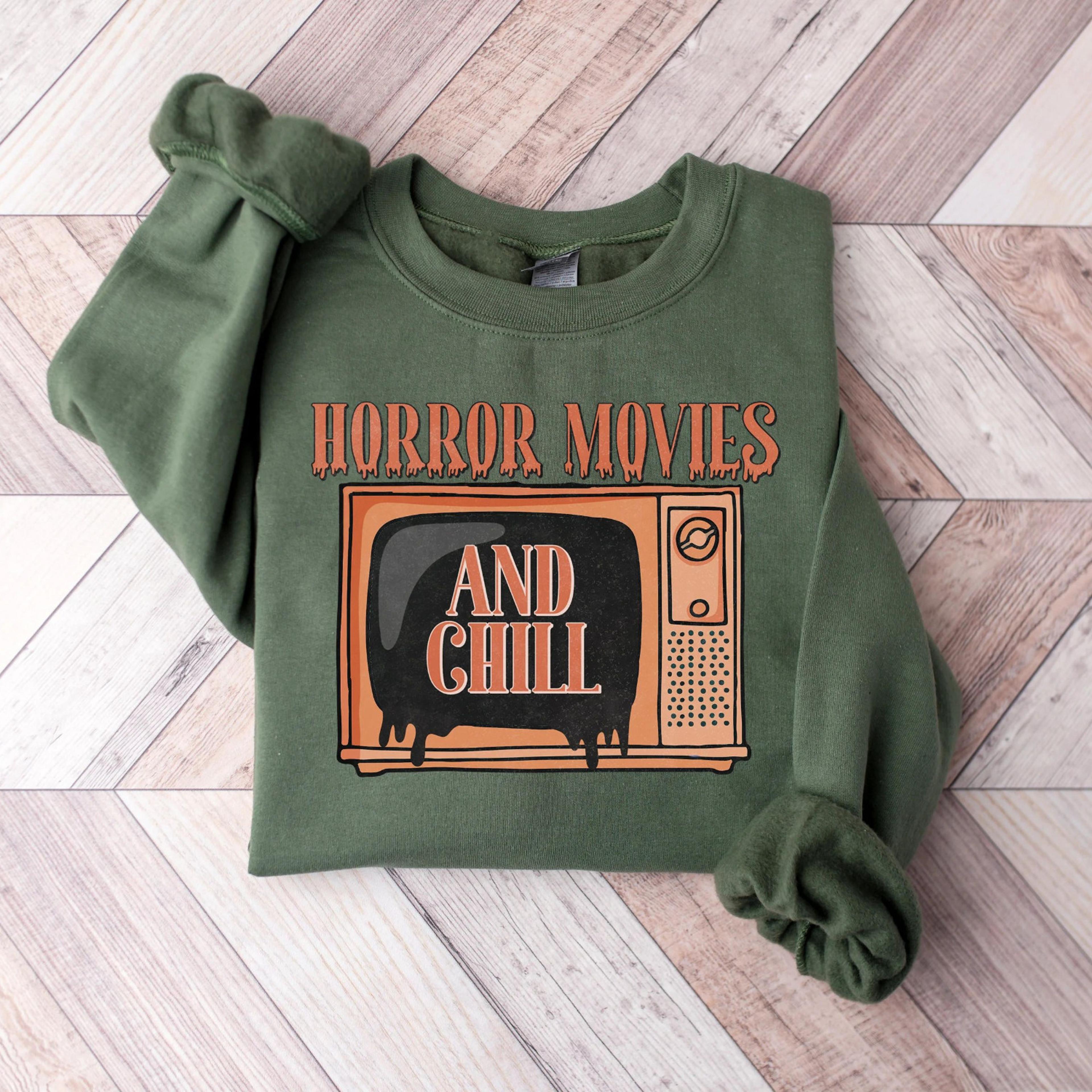 horror movies and chill shirt, scary movie shirt, horror film club shirt, halloween sweatshirt, halloween shirt, spooky