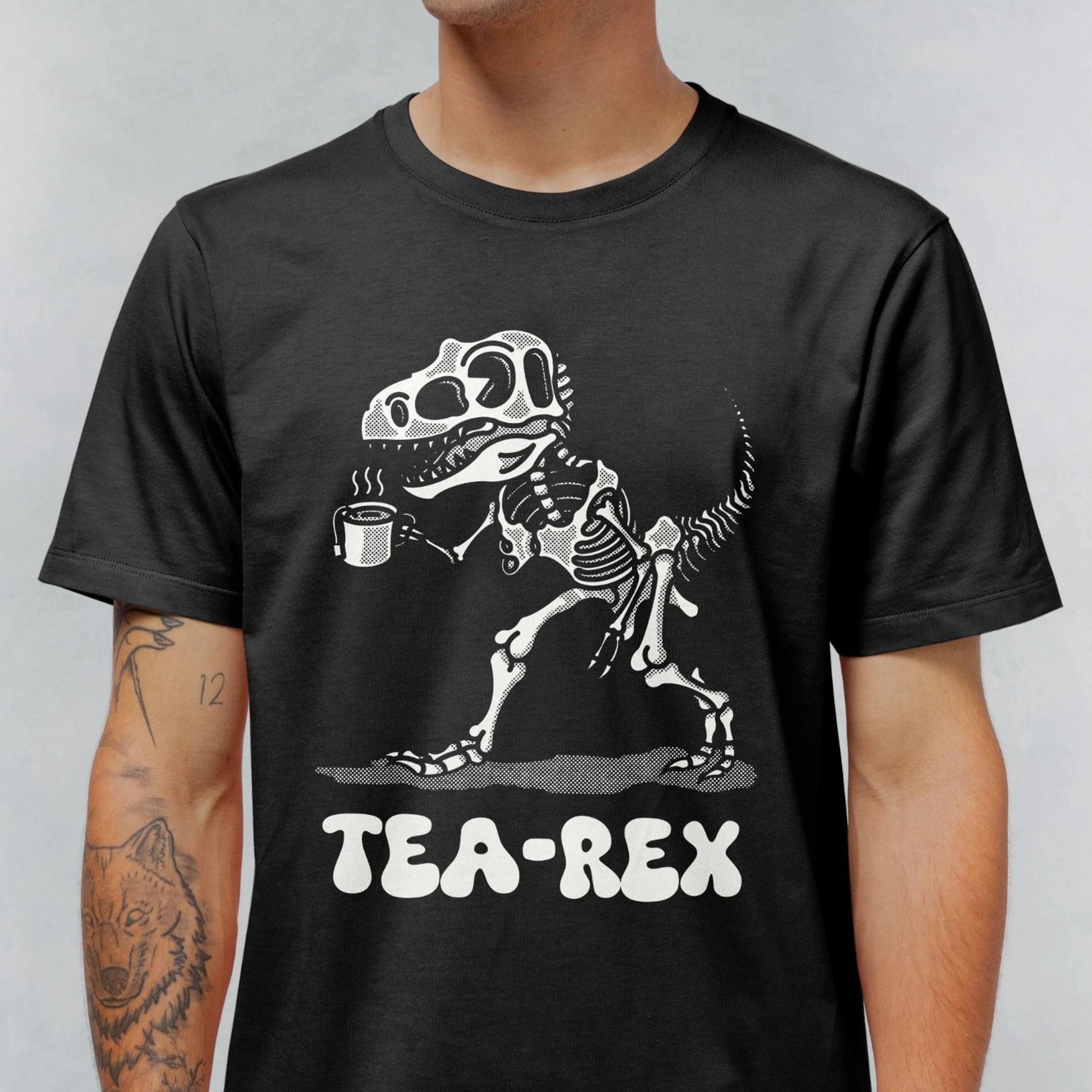 tea-rex shirt - funny dinosaur comfort colors t-shirt, dino t shirt, tea shirt, dinosaur skeleton graphic tee, tea lover