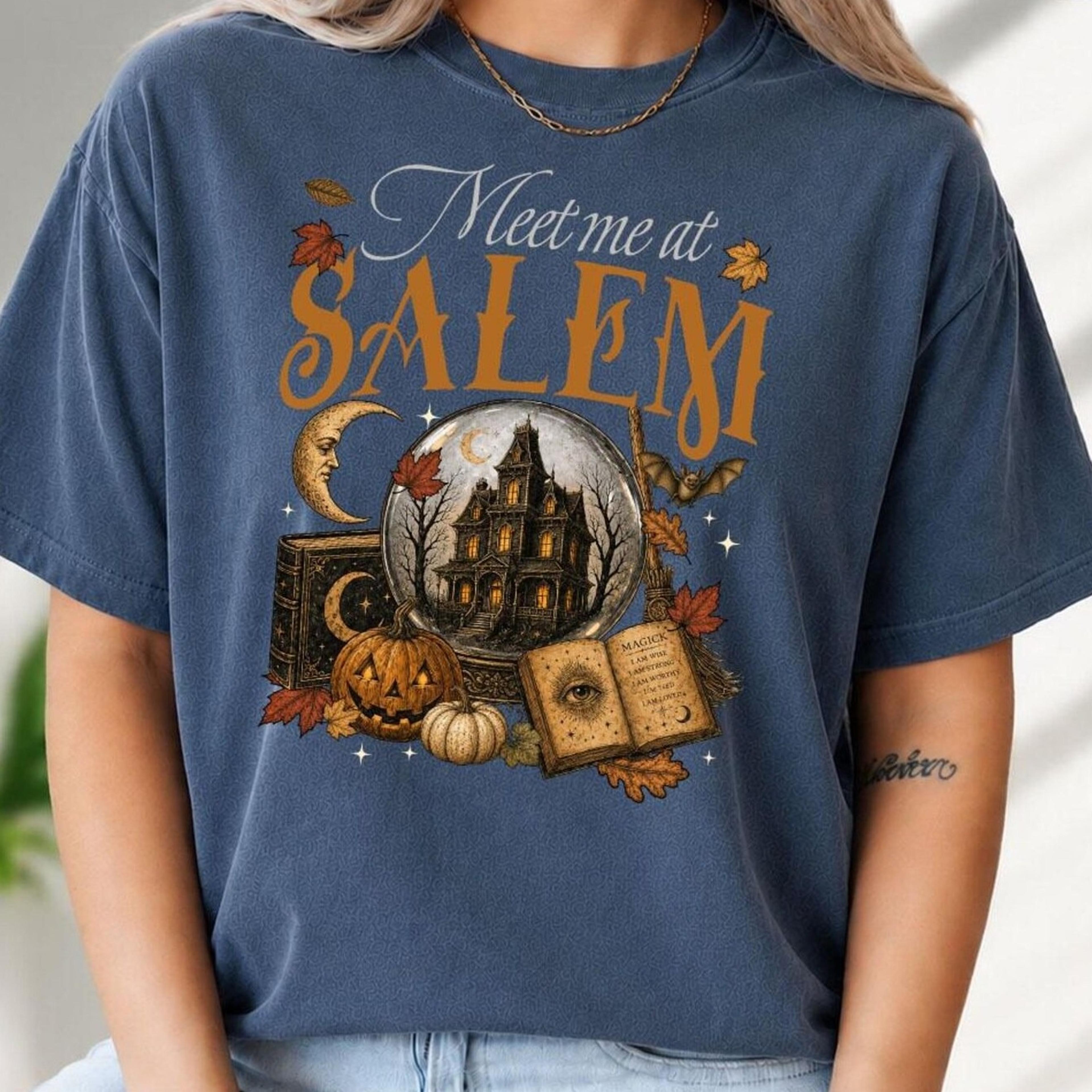 meet me at salem shirt, witchy halloween shirt, crystal ball witch tee, spooky salem shirt, halloween wi