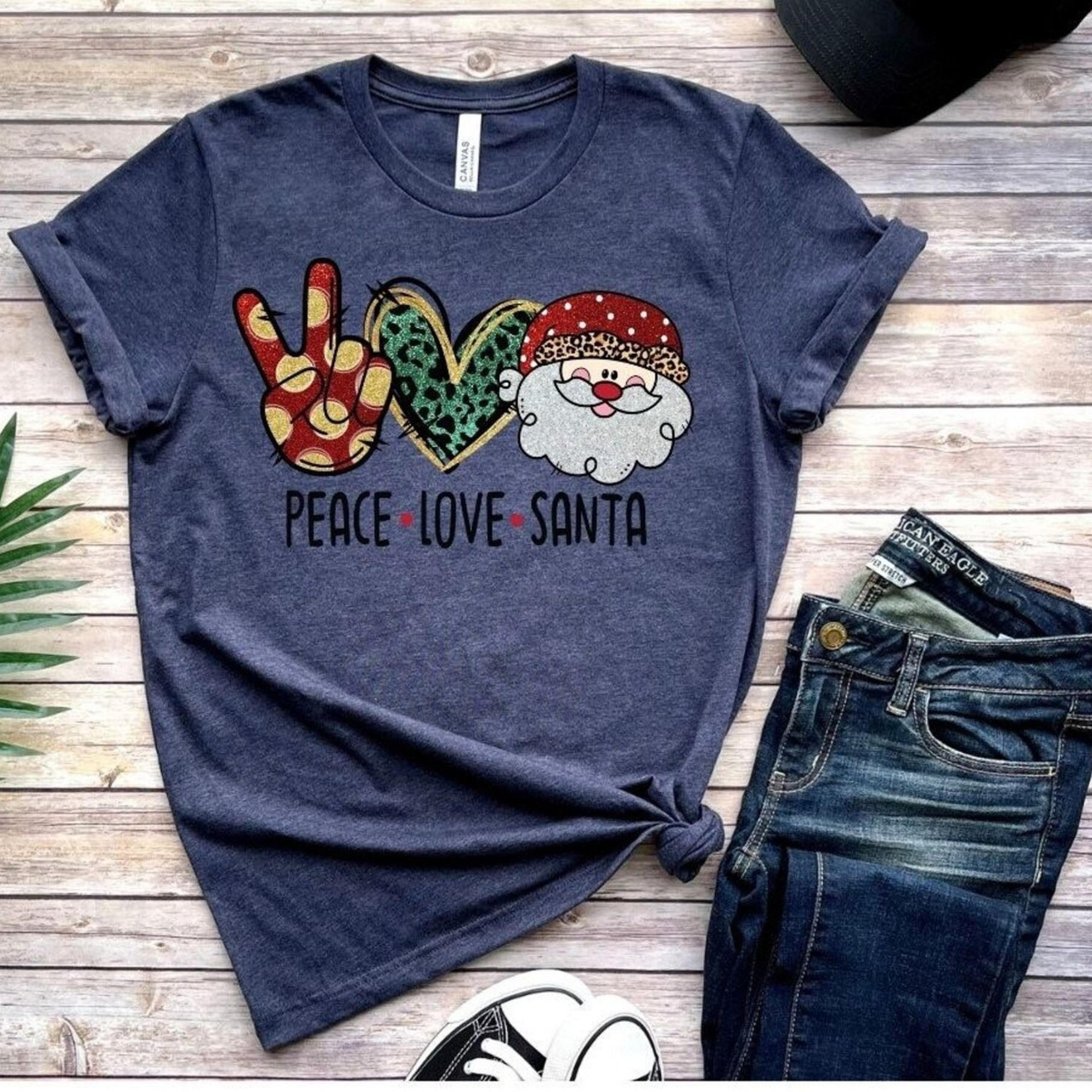 peace love santa shirt, peace love santa, christmas santa shirt, christmas shirt, christmas gift, christmas santa design