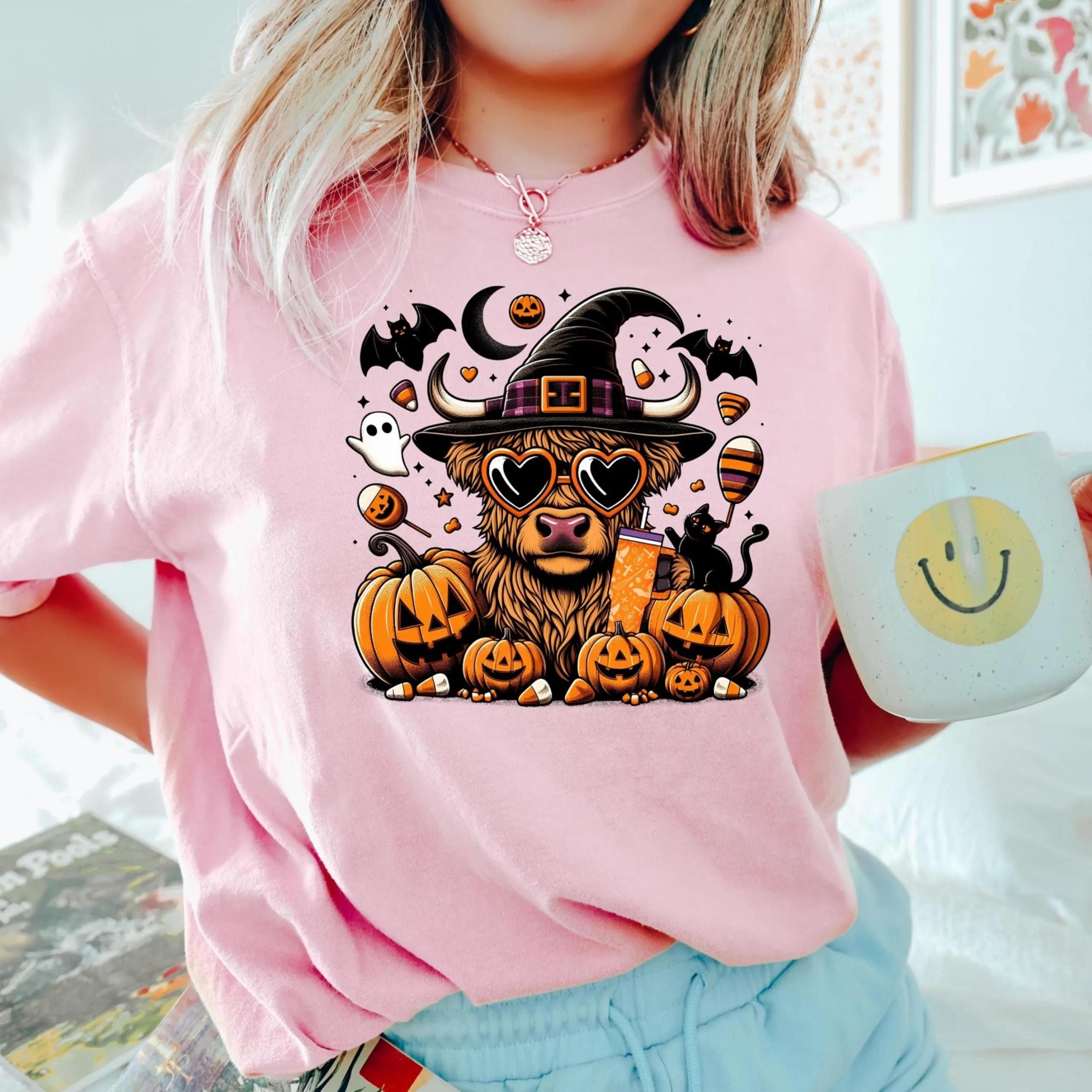 halloween highland cow shirt, retro halloween cow sweatshirt, ghost cows shirt, funny cow t shirt, spooky season shirt,