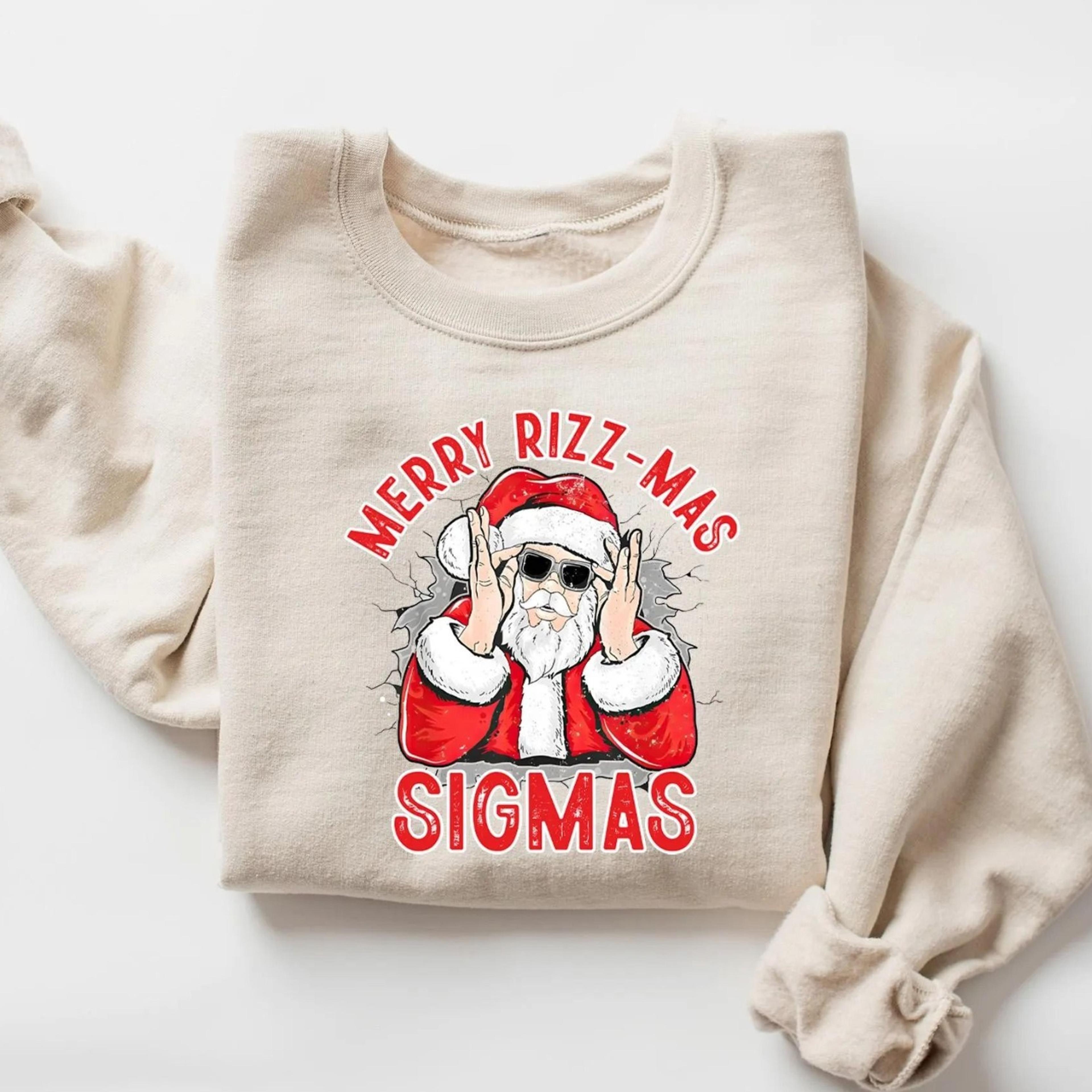 merry rizzmas sigmas sweatshirt, gen alpha xmas gift, funny santa claus sweater, funny xmas sweater, funny middle school