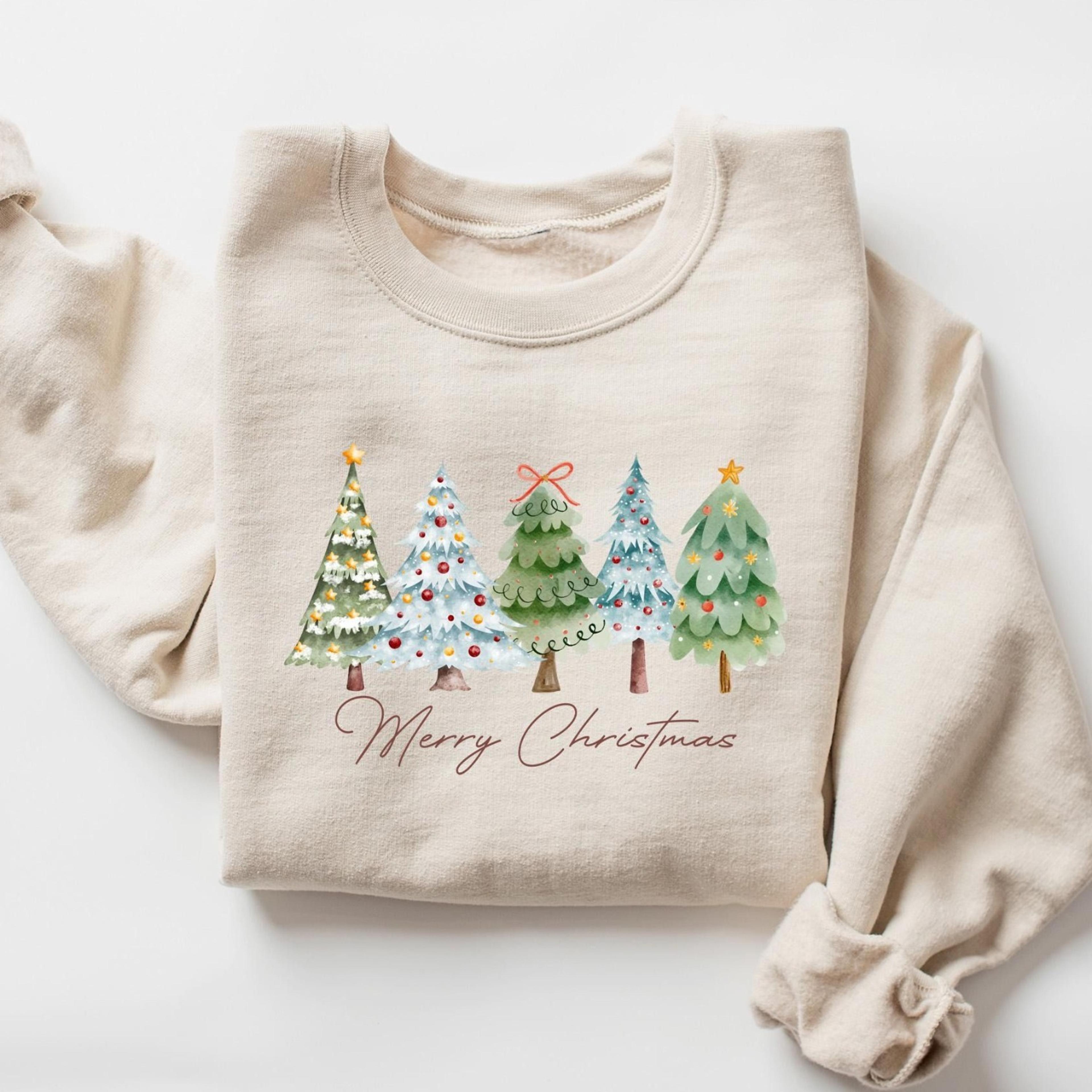 christmas tree sweatshirt, merry christmas sweatshirt, retro xmas tree sweatshirt, holiday shirt, winter shirt, christma