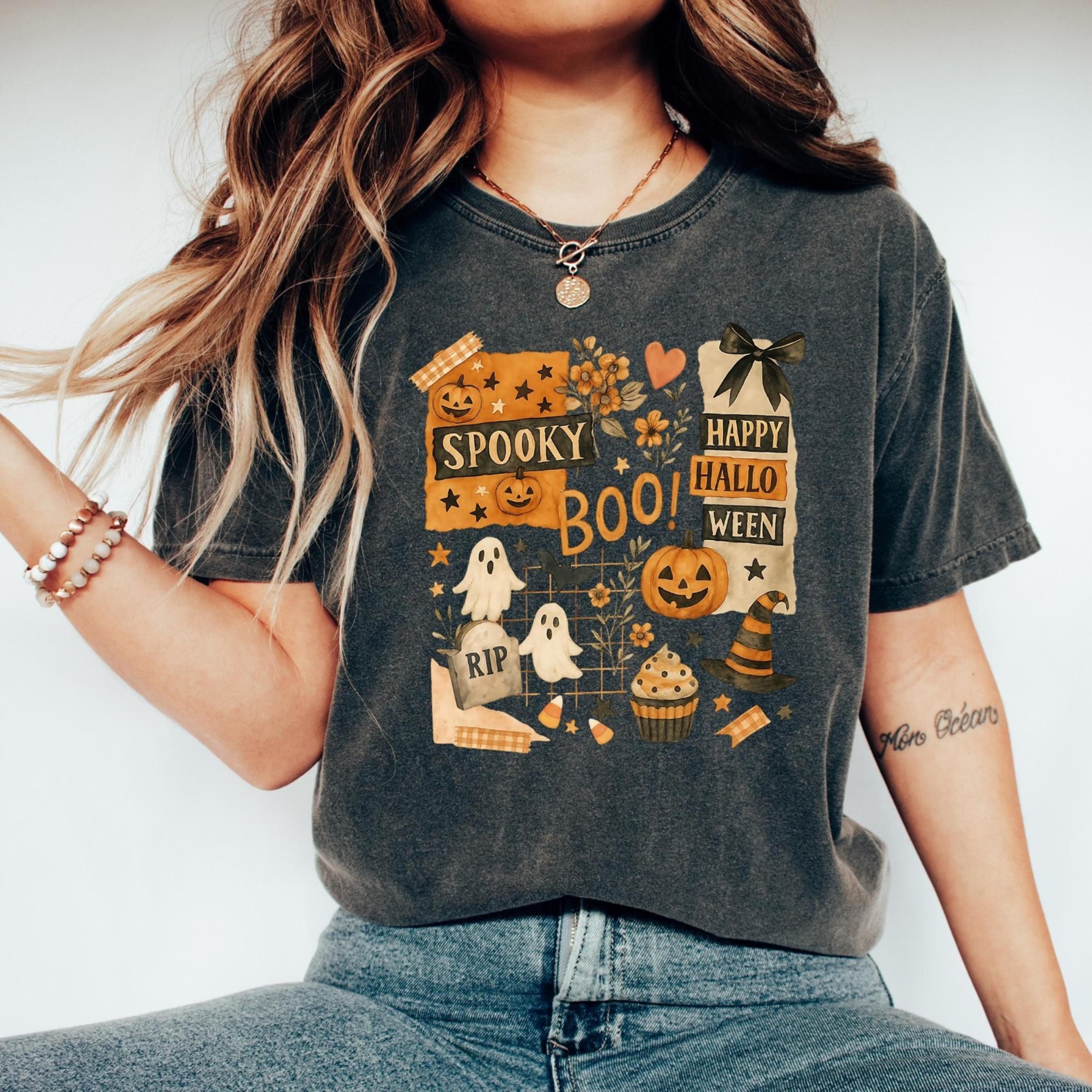 shirt, retro ghost pumpkin shirt, spooky fall t-shirt, spooky season shirt, spooky ghost shirt, halloween gift