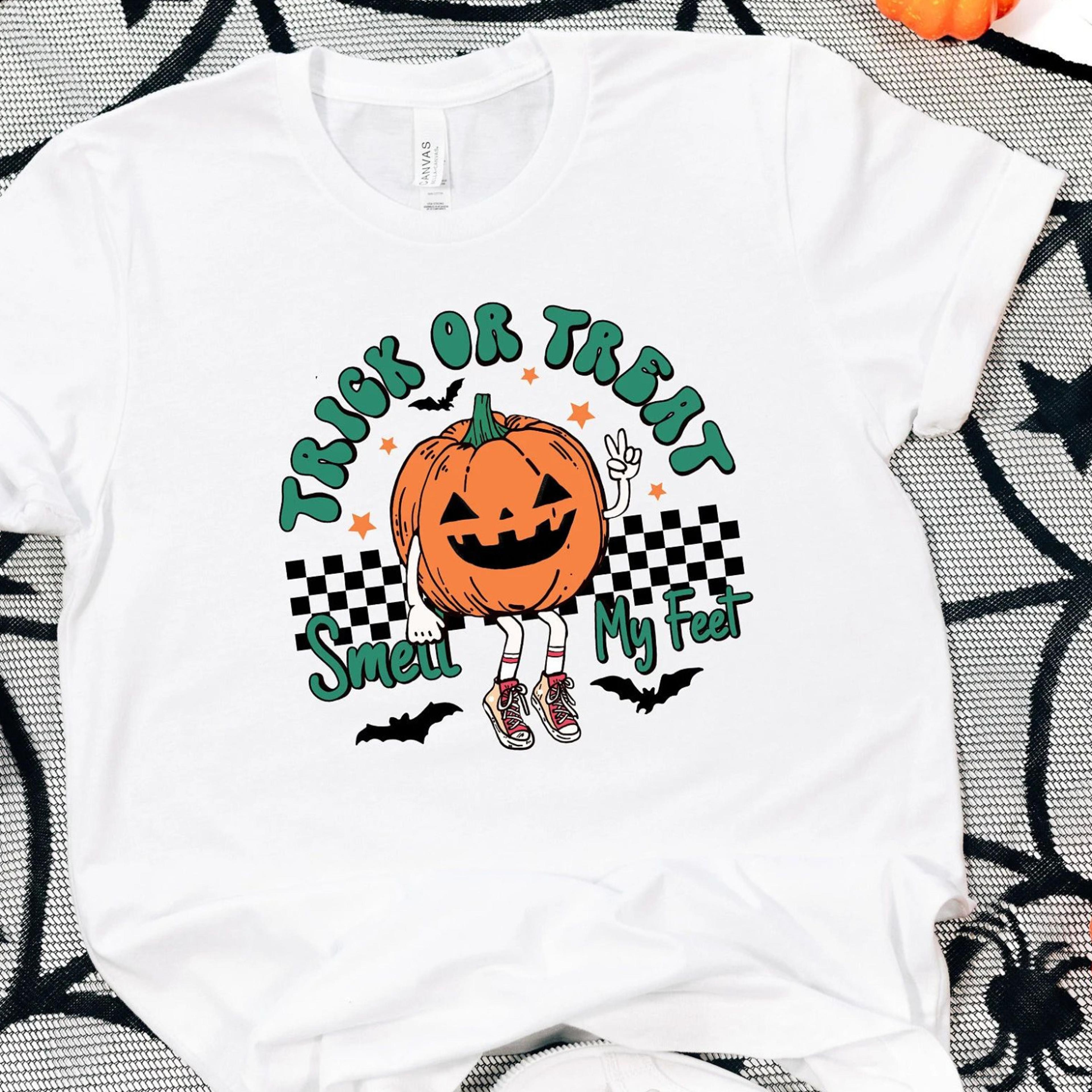 trick or treat smell my feet halloween shirt for kids and adults