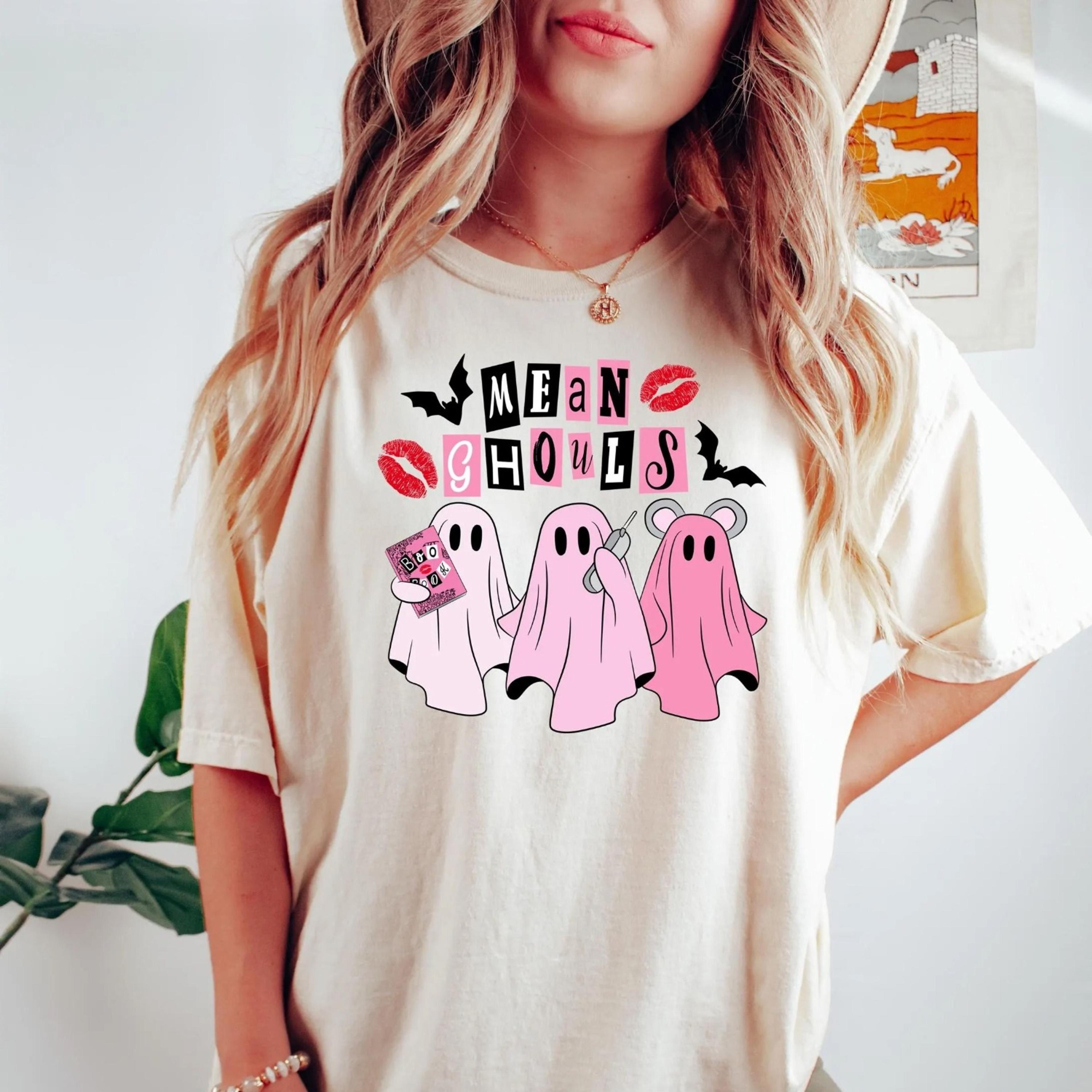 mean ghouls shirt, cute ghost shirt, halloween ghost sweatshirt, pink ghost shirt, retro halloween party shirts